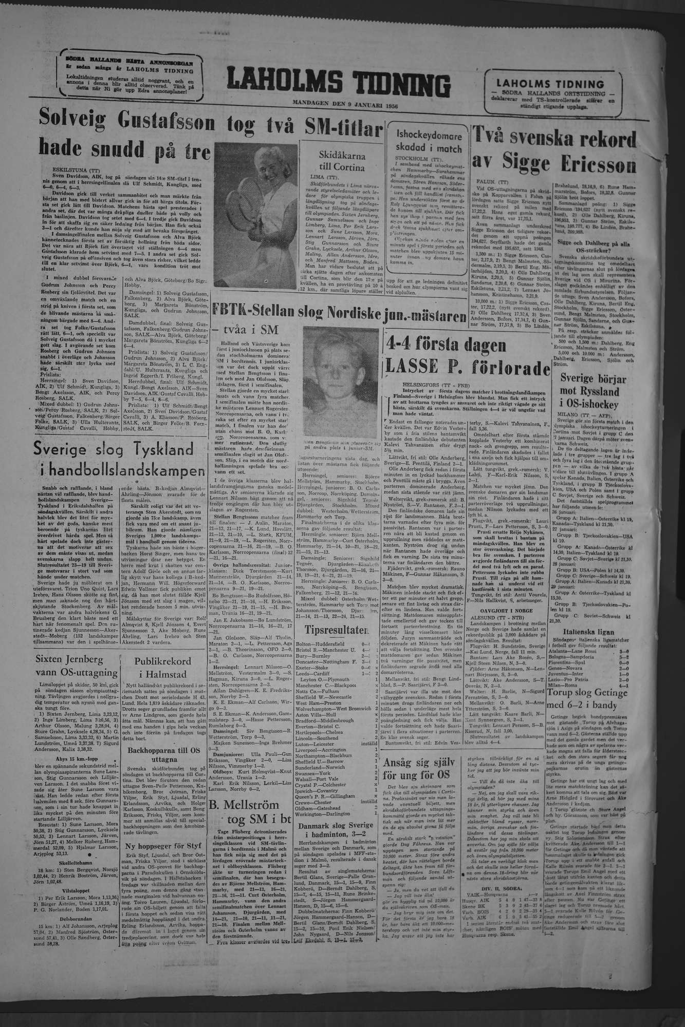 Laholms Tidning Måndag 9 januari 1956, sida 8
