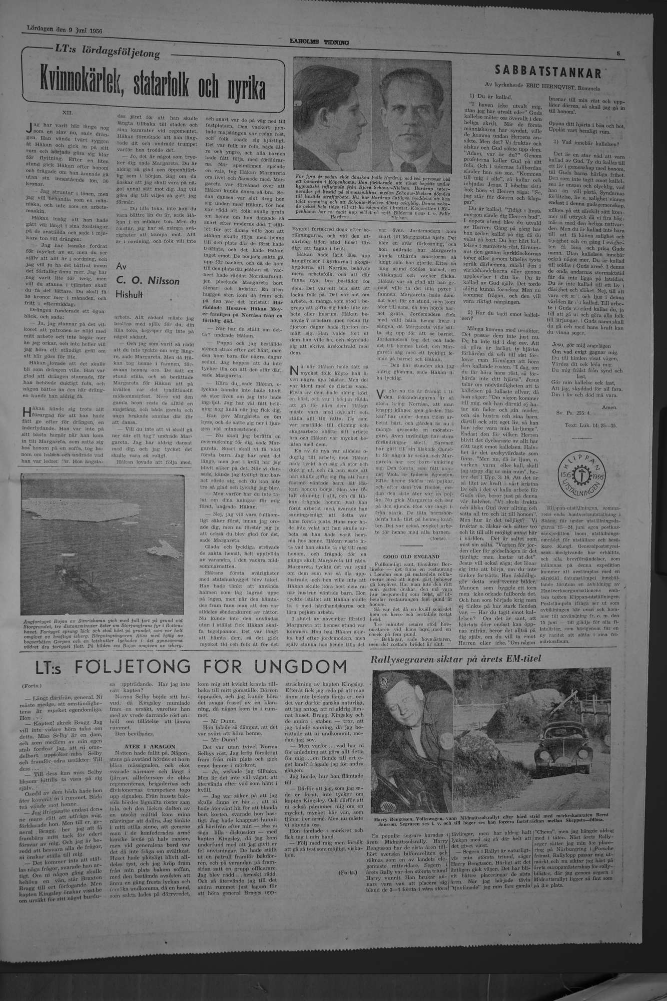 Laholms Tidning Lördag 9 juni 1956, sida 5