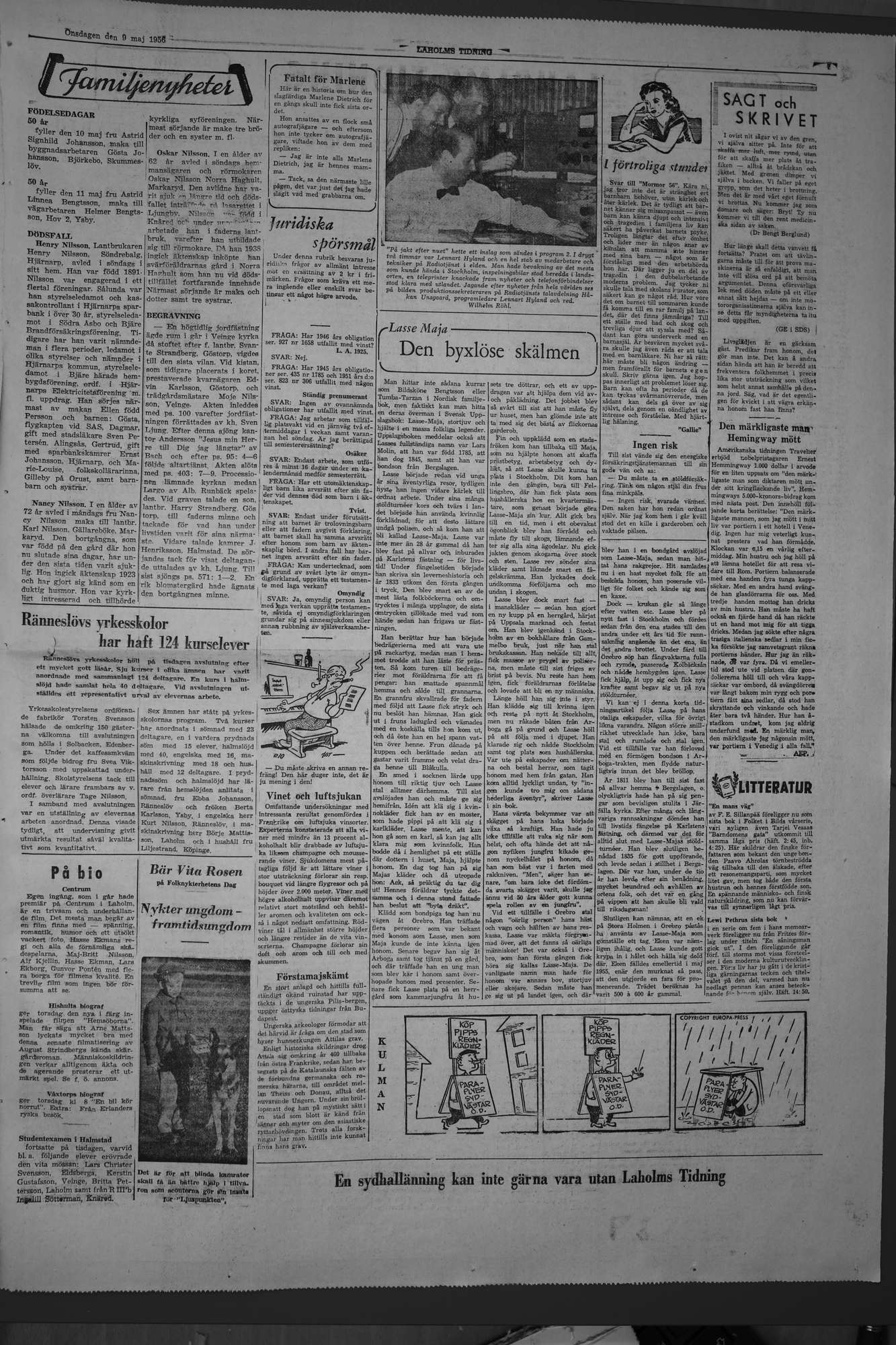 Laholms Tidning Onsdag 9 maj 1956, sida 7