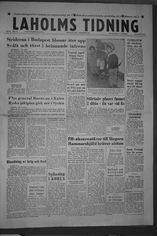 Förstasidan, Fredag 9 november 1956