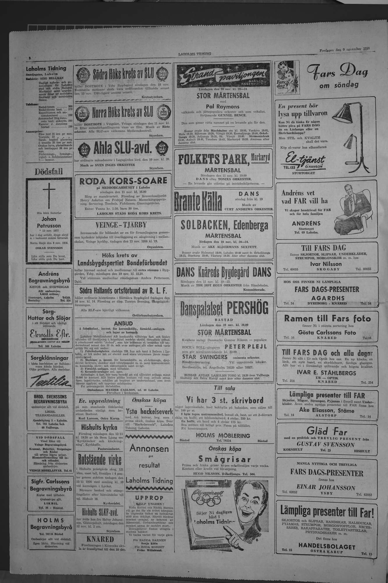 Laholms Tidning Fredag 9 november 1956, sida 2
