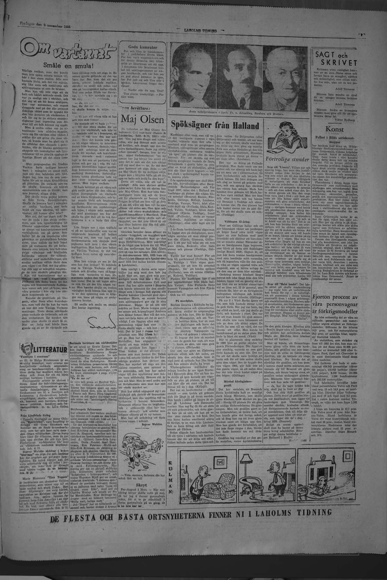 Laholms Tidning Fredag 9 november 1956, sida 7