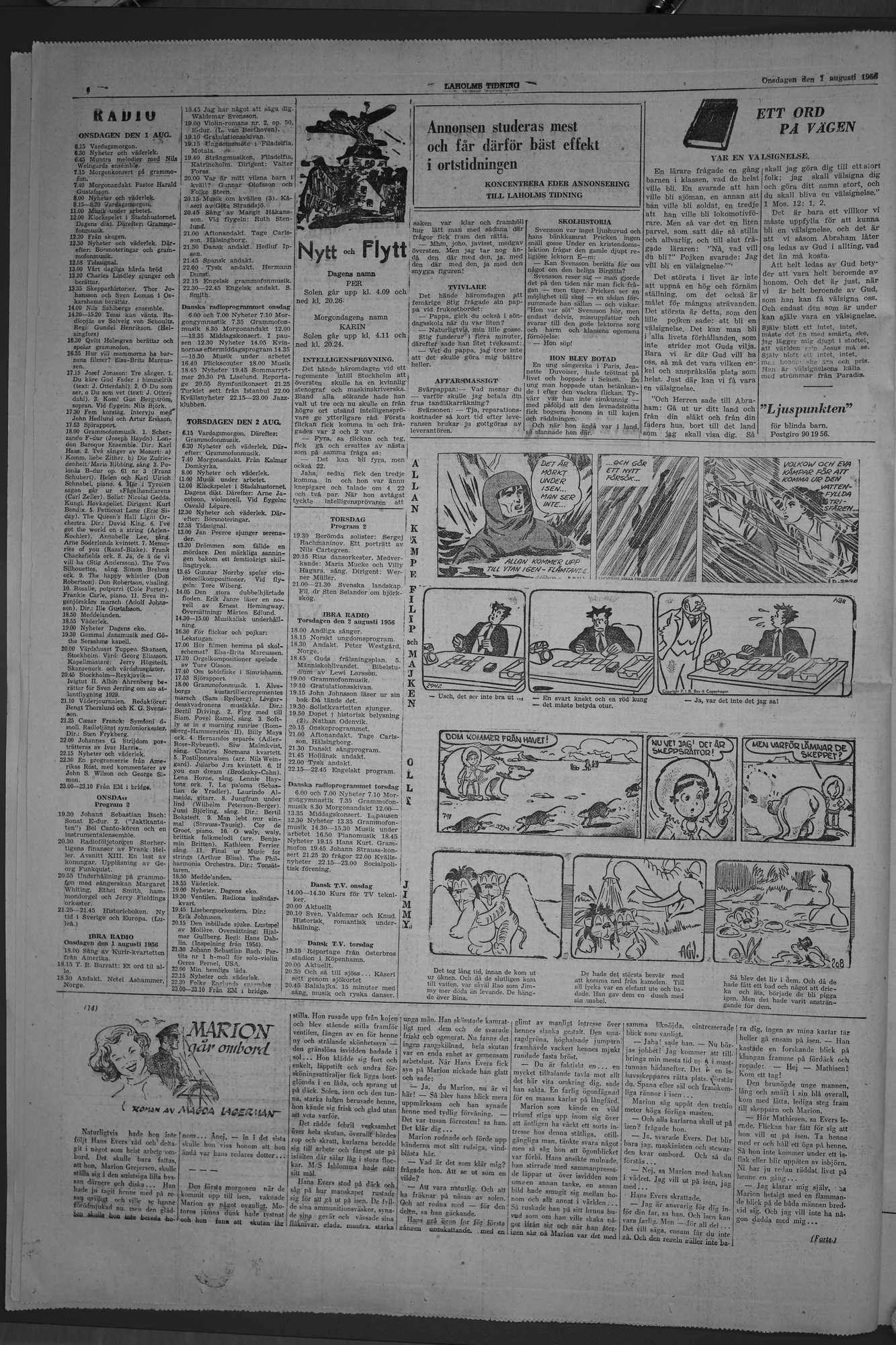 Laholms Tidning Onsdag 1 augusti 1956, sida 6