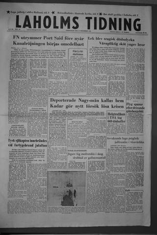 Förstasidan, Torsdag 27 december 1956
