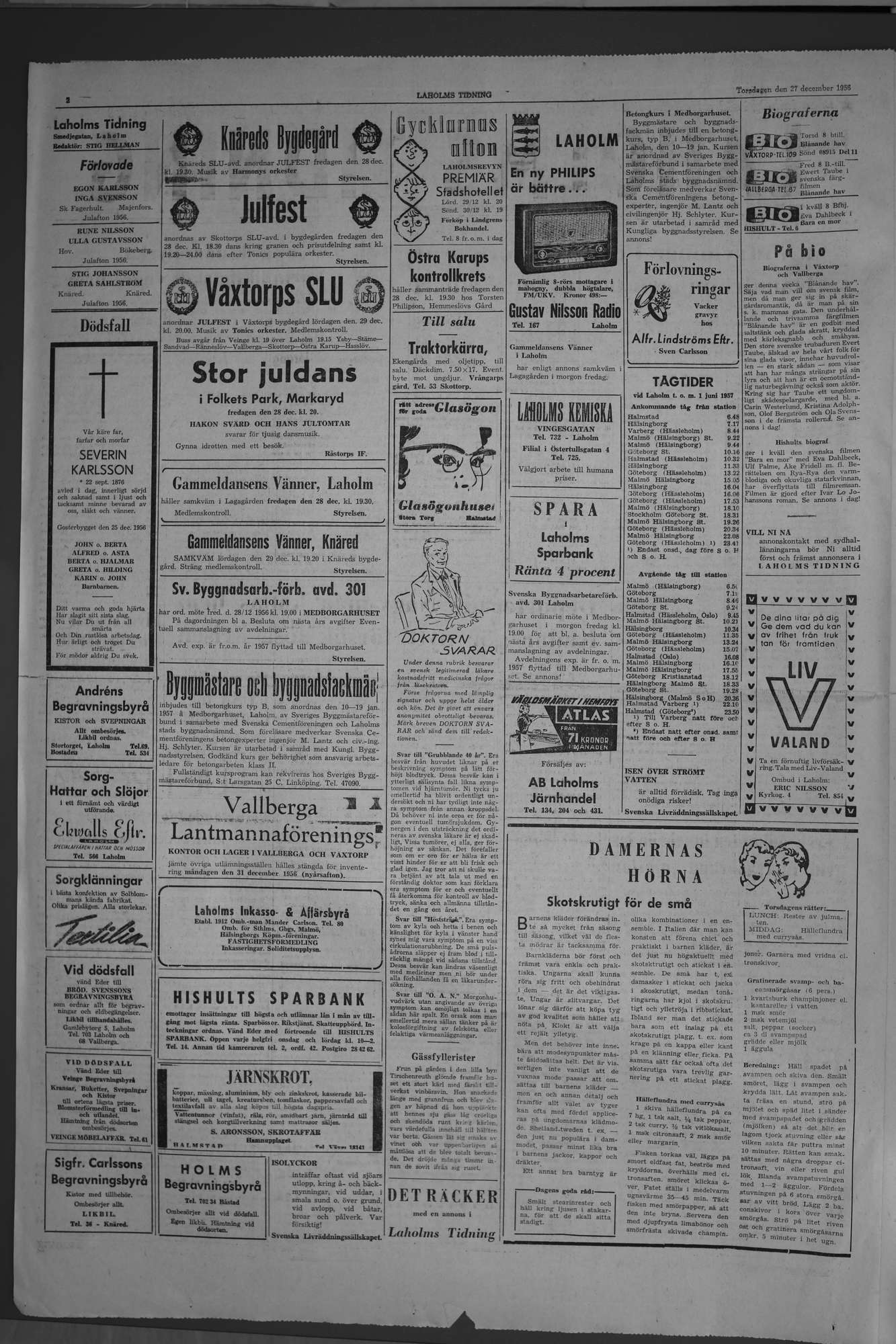 Laholms Tidning Torsdag 27 december 1956, sida 2