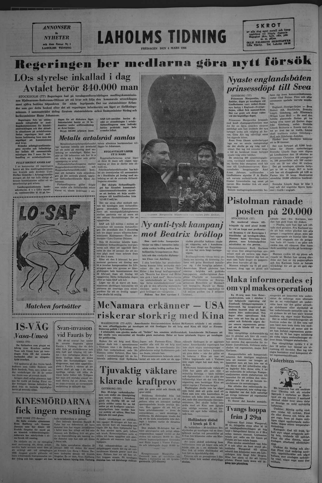 Laholms Tidning Fredag 4 mars 1966, sida 8