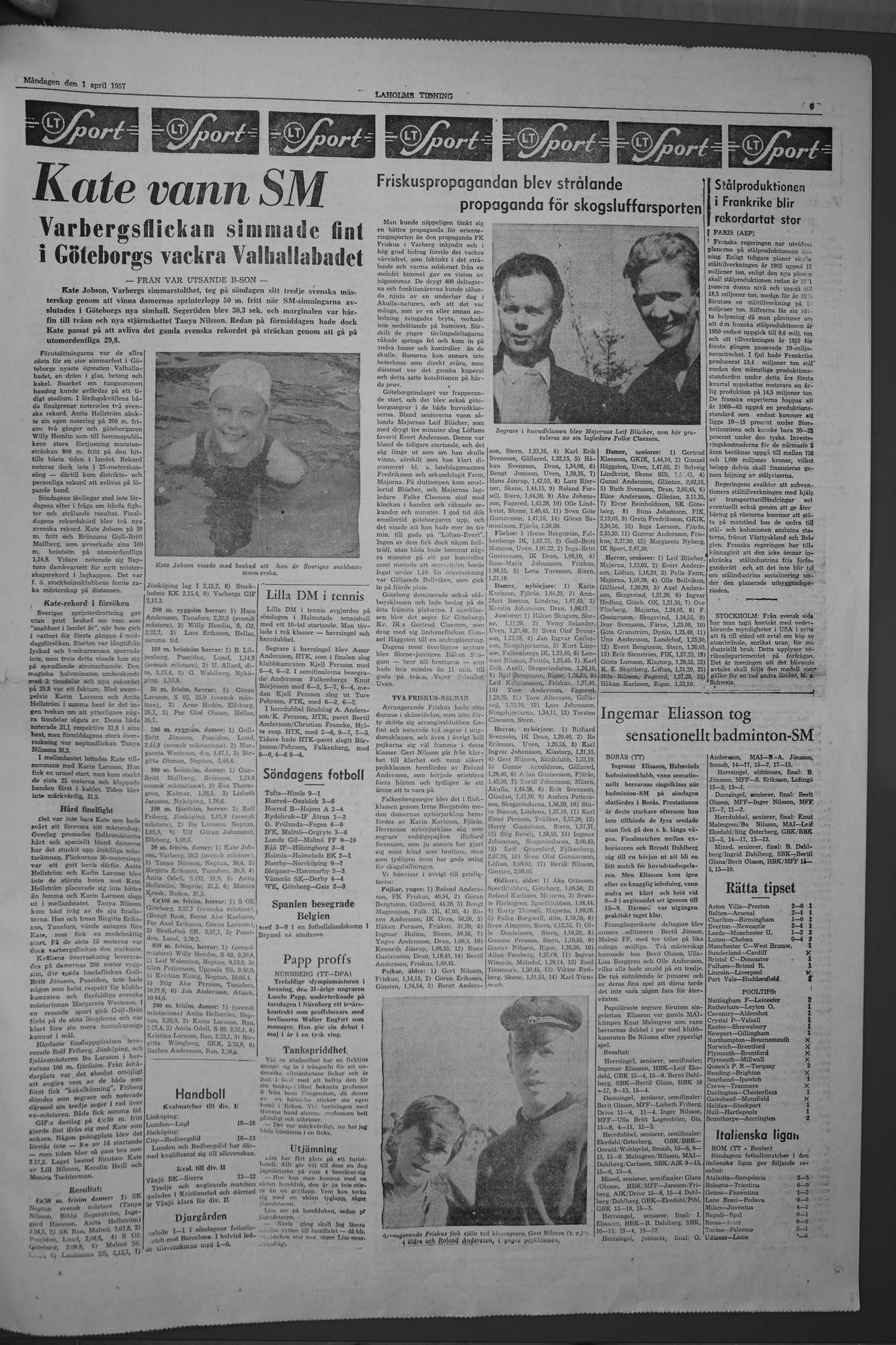 Laholms Tidning Måndag 1 april 1957, sida 5