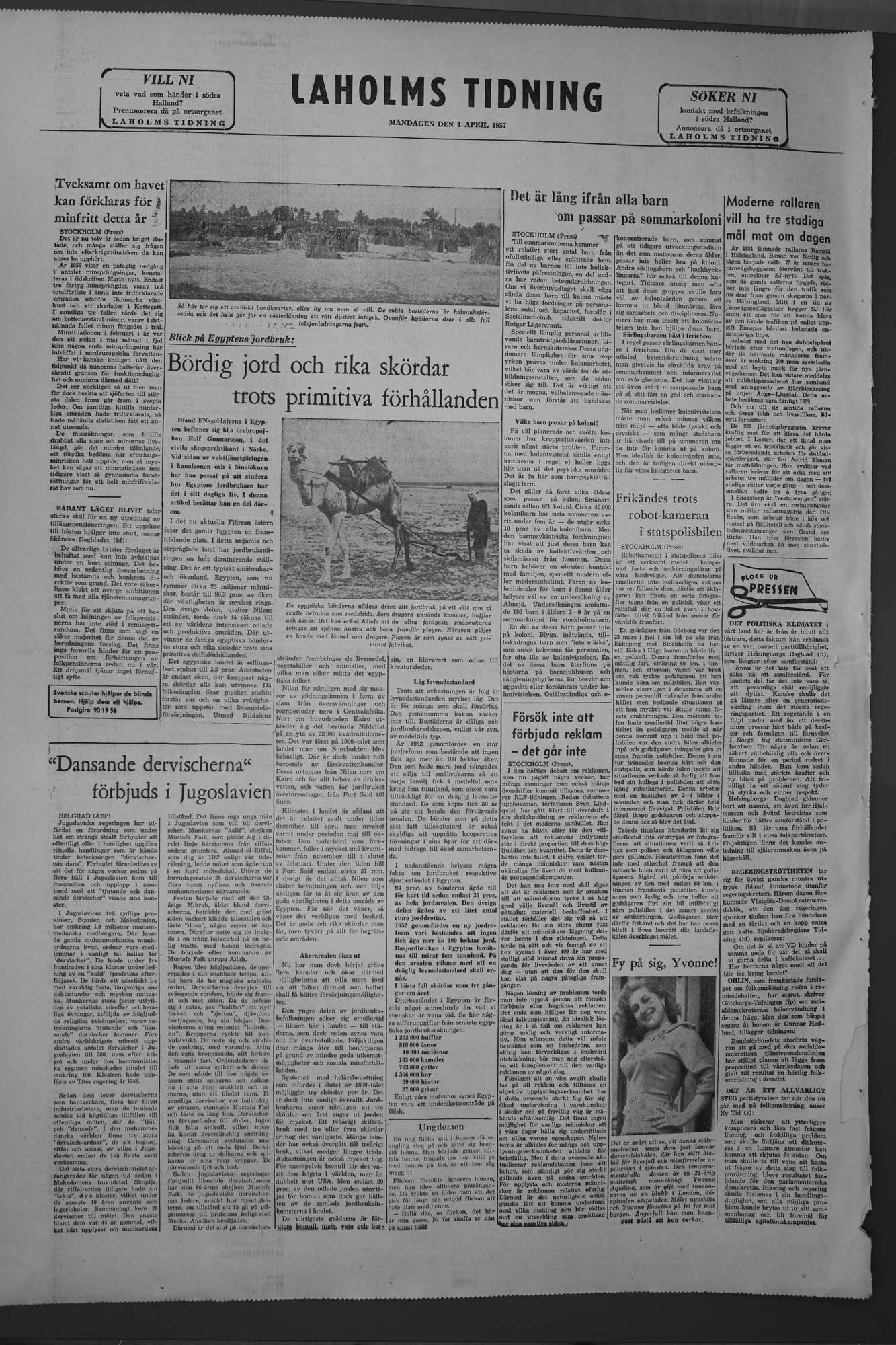 Laholms Tidning Måndag 1 april 1957, sida 8