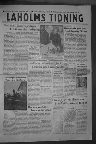Förstasidan, Fredag 1 november 1957