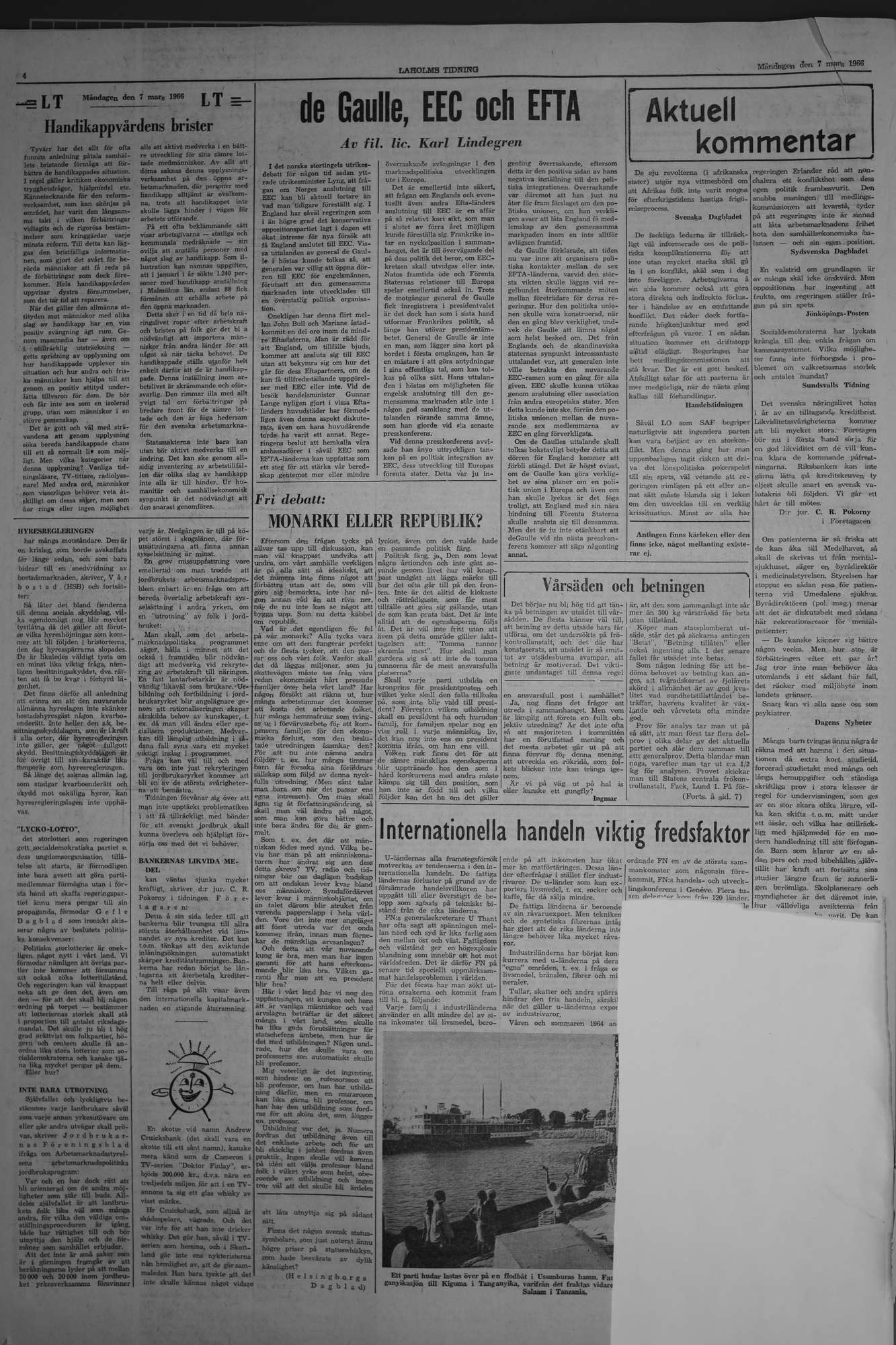 Laholms Tidning Måndag 7 mars 1966, sida 4