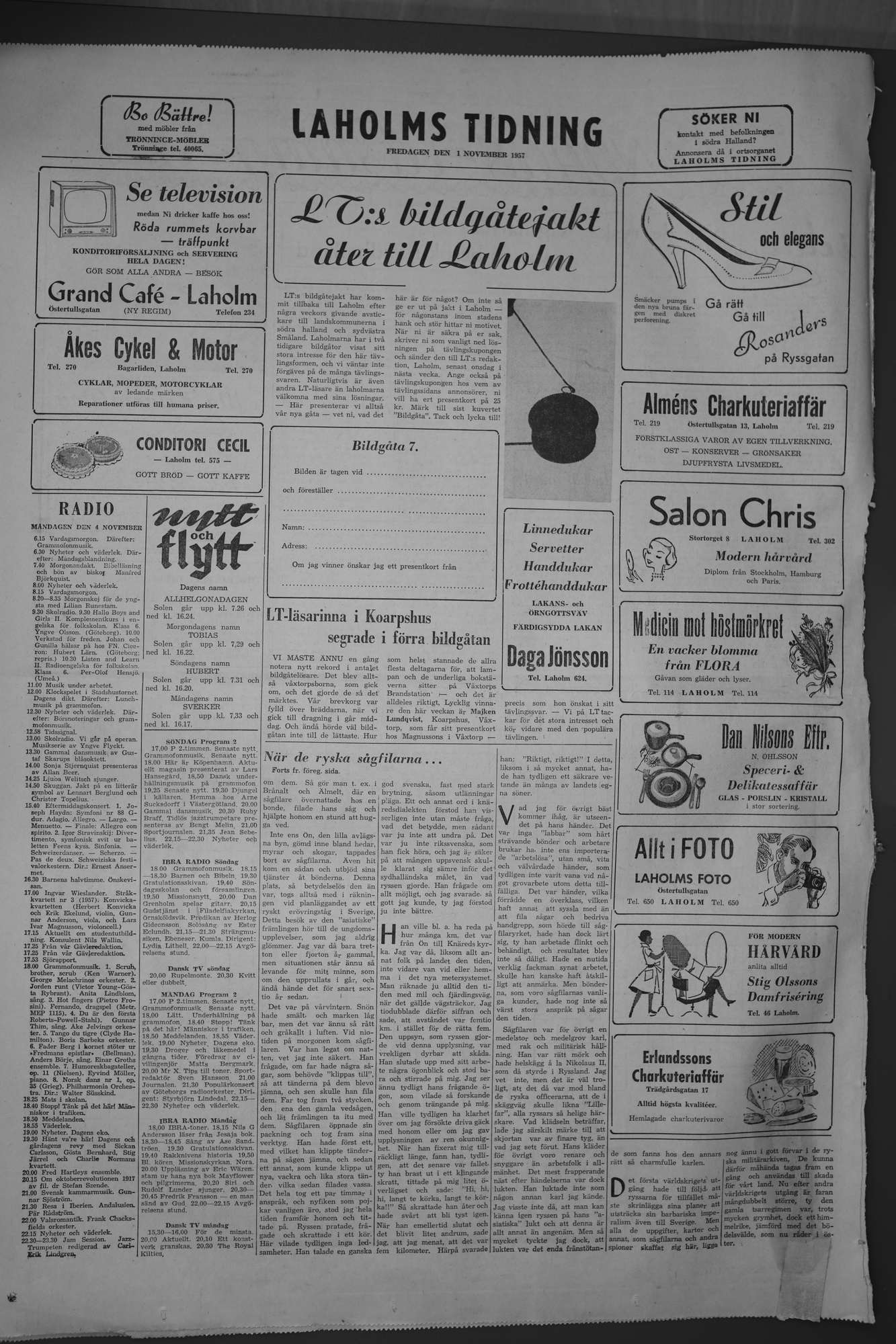 Laholms Tidning Fredag 1 november 1957, sida 8
