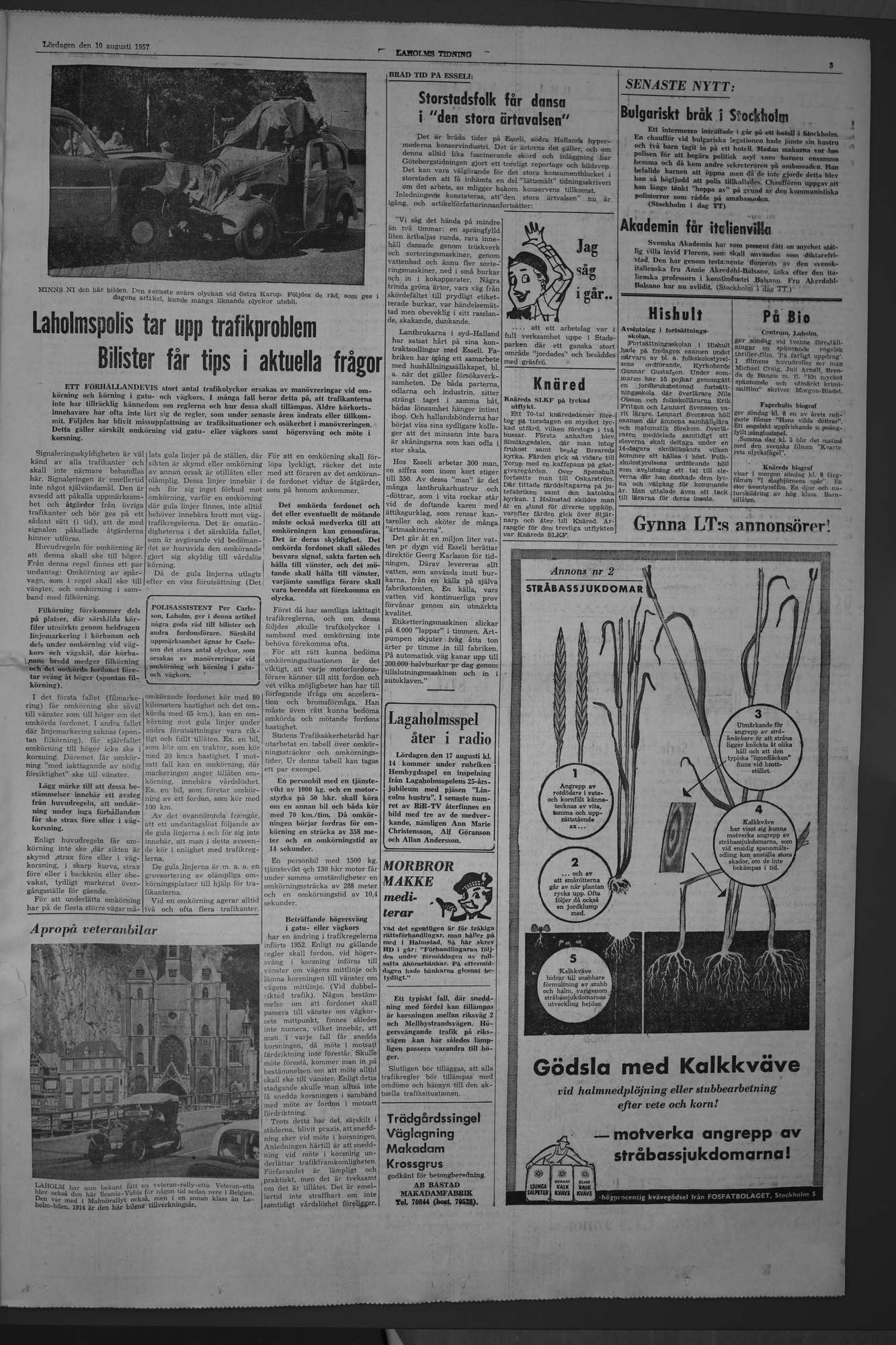 Laholms Tidning Lördag 10 augusti 1957, sida 3