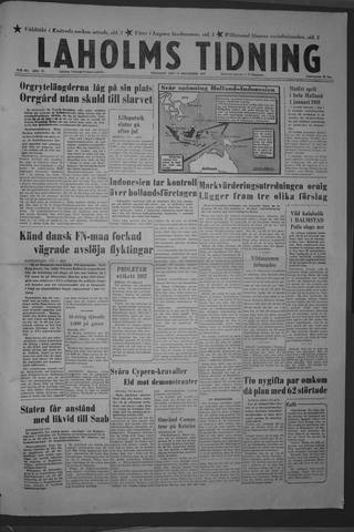 Förstasidan, Tisdag 10 december 1957