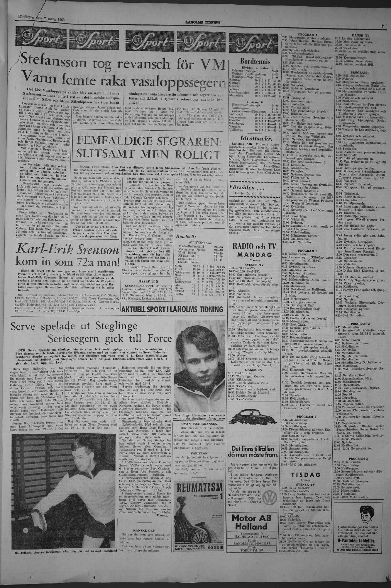Laholms Tidning Måndag 7 mars 1966, sida 7
