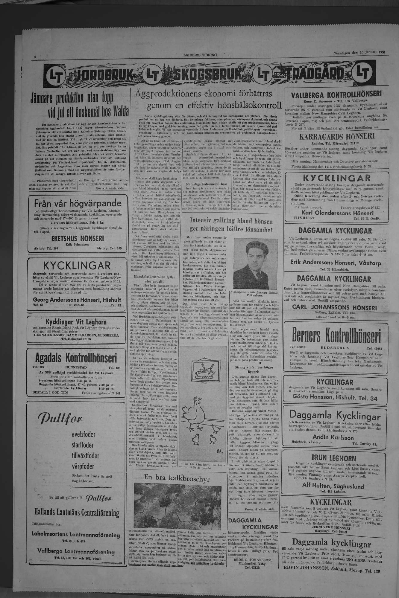Laholms Tidning Torsdag 10 januari 1957, sida 4