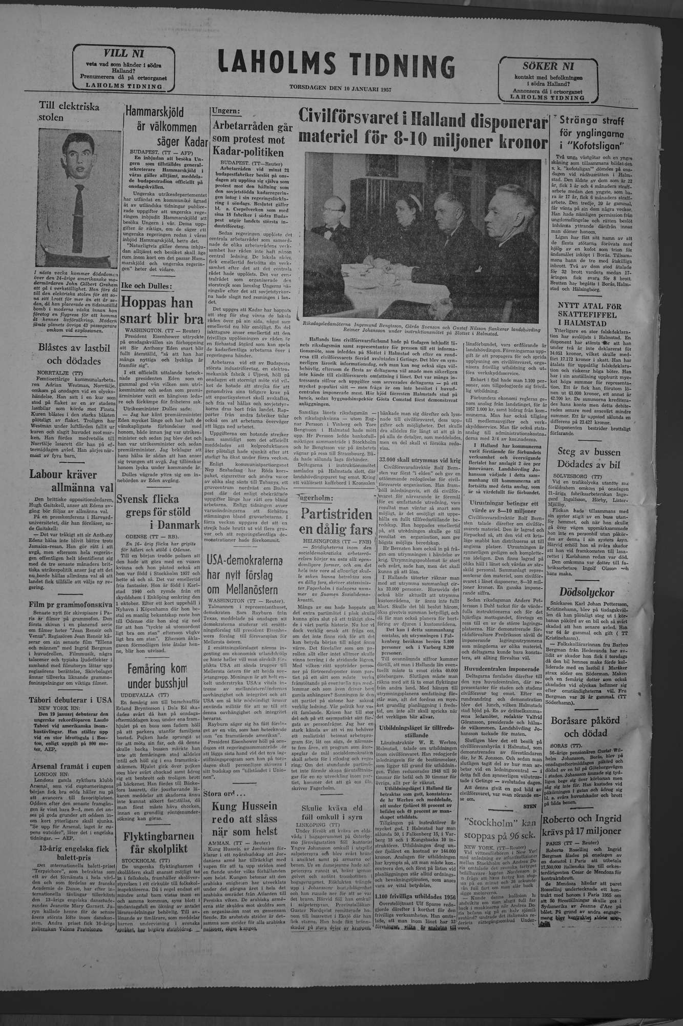 Laholms Tidning Torsdag 10 januari 1957, sida 8