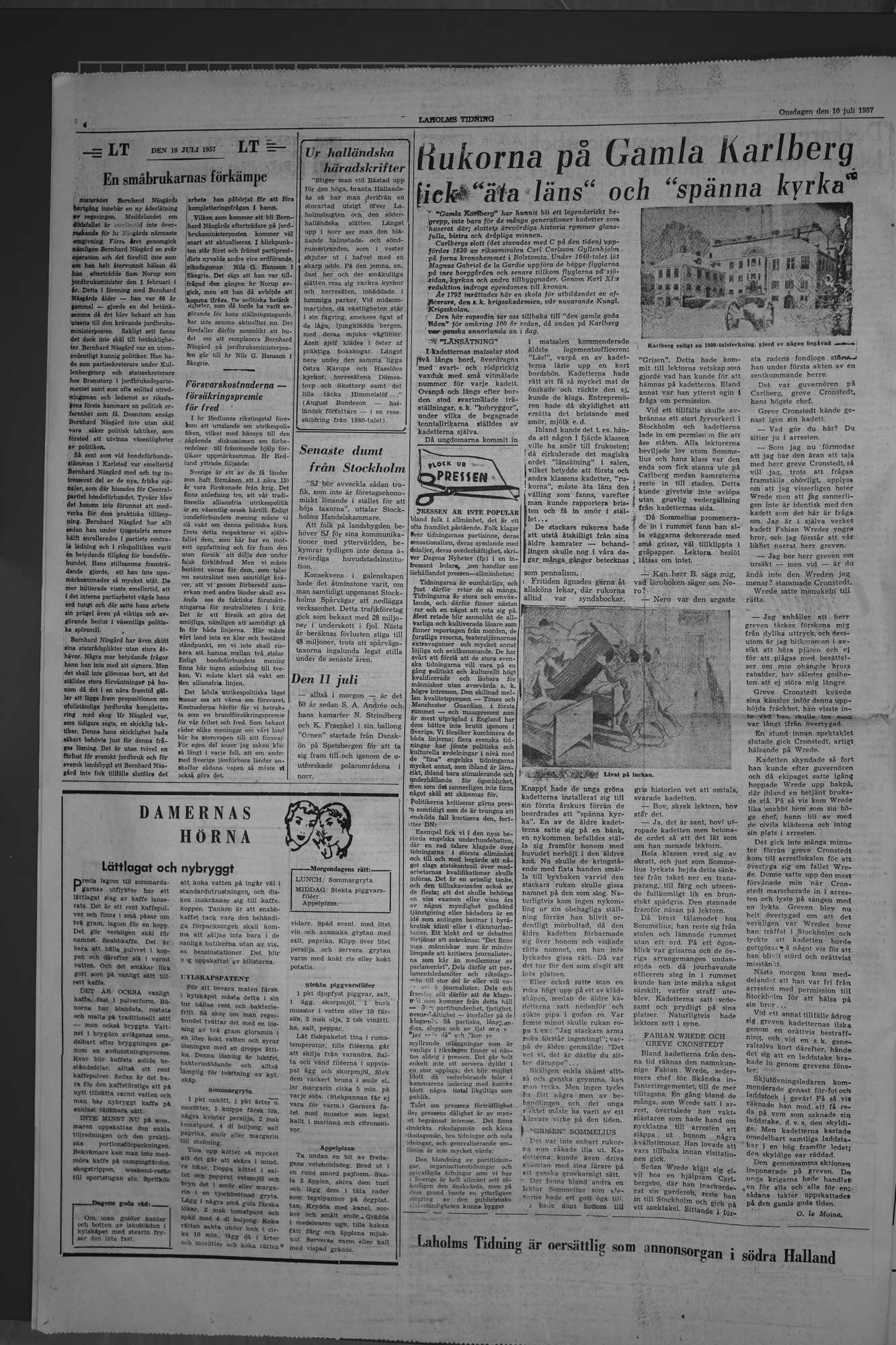 Laholms Tidning Onsdag 10 juli 1957, sida 4