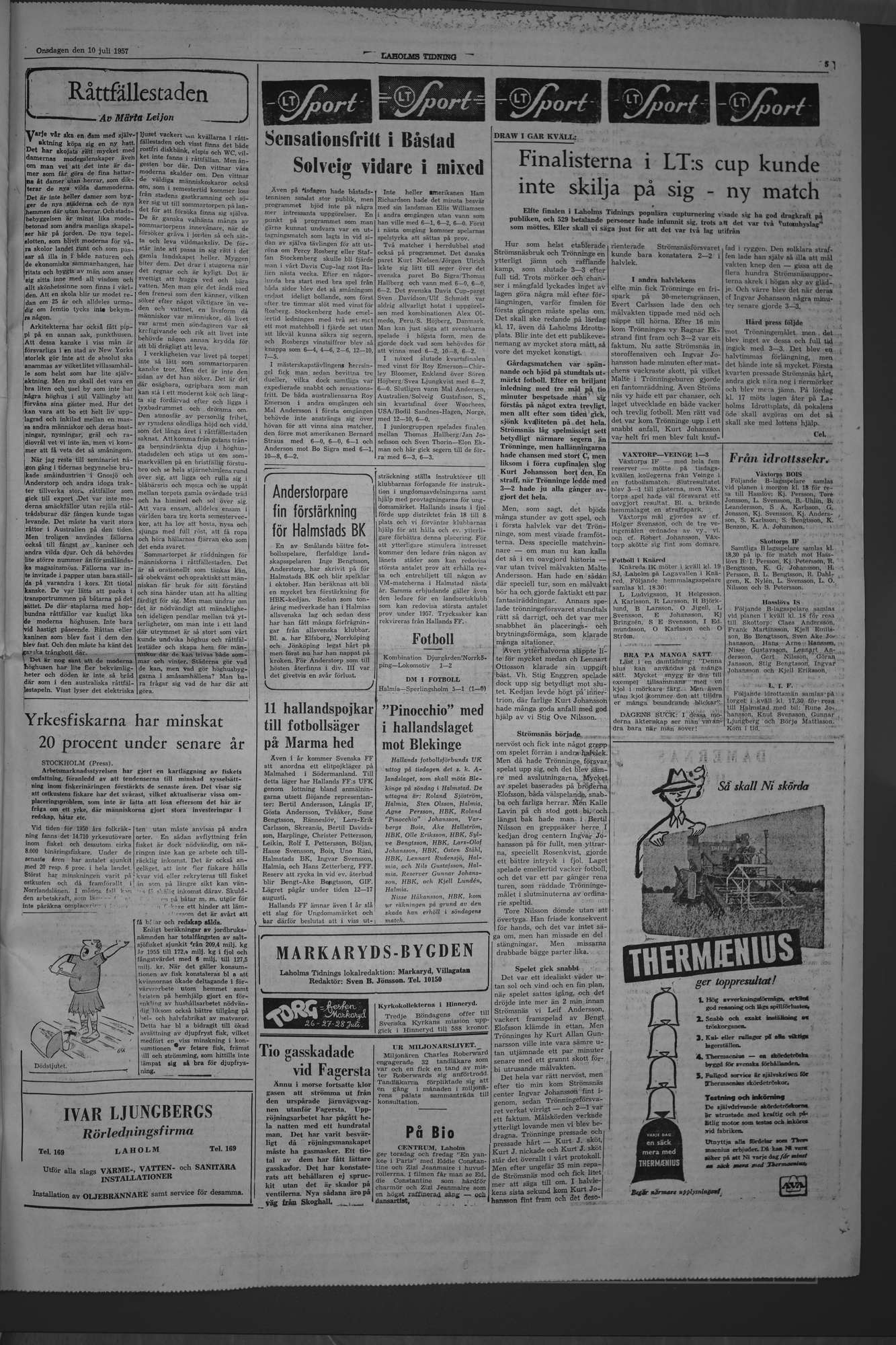 Laholms Tidning Onsdag 10 juli 1957, sida 5