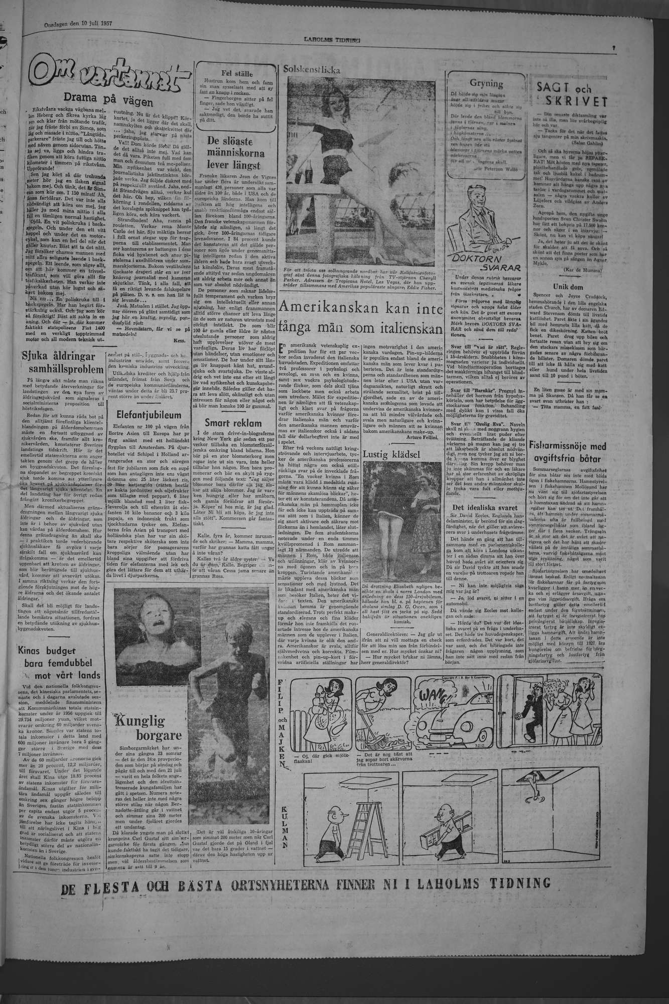 Laholms Tidning Onsdag 10 juli 1957, sida 7
