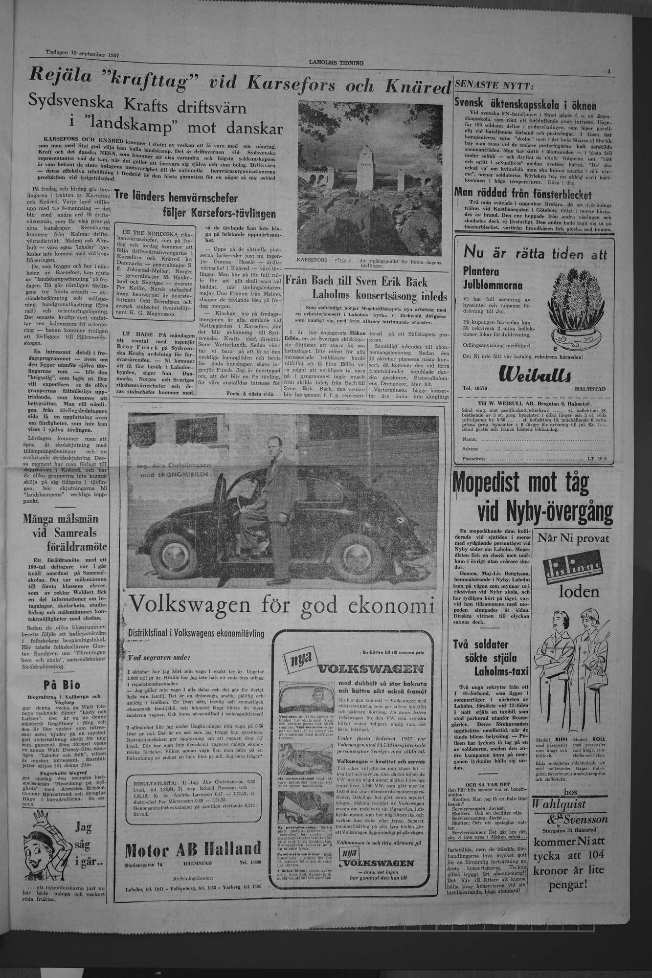 Laholms Tidning Tisdag 10 september 1957, sida 3