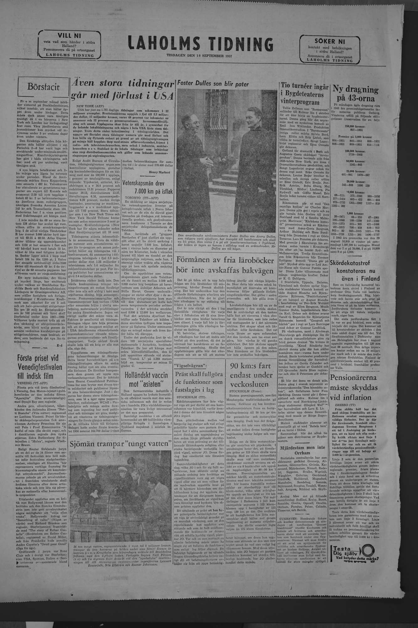 Laholms Tidning Tisdag 10 september 1957, sida 8