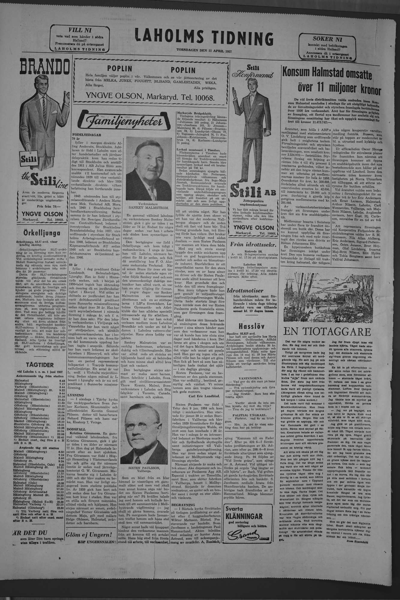 Laholms Tidning Torsdag 11 april 1957, sida 8