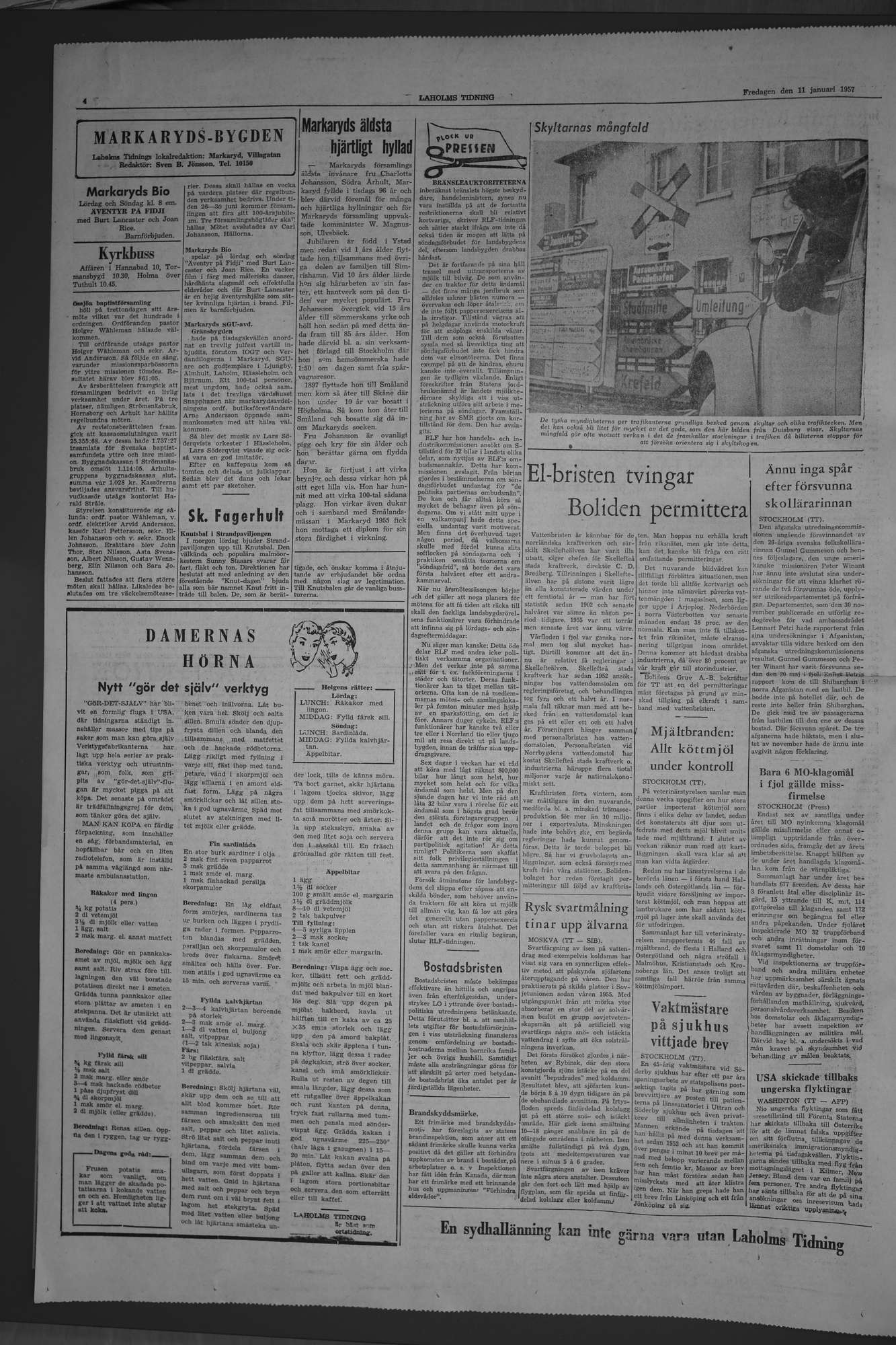 Laholms Tidning Fredag 11 januari 1957, sida 4