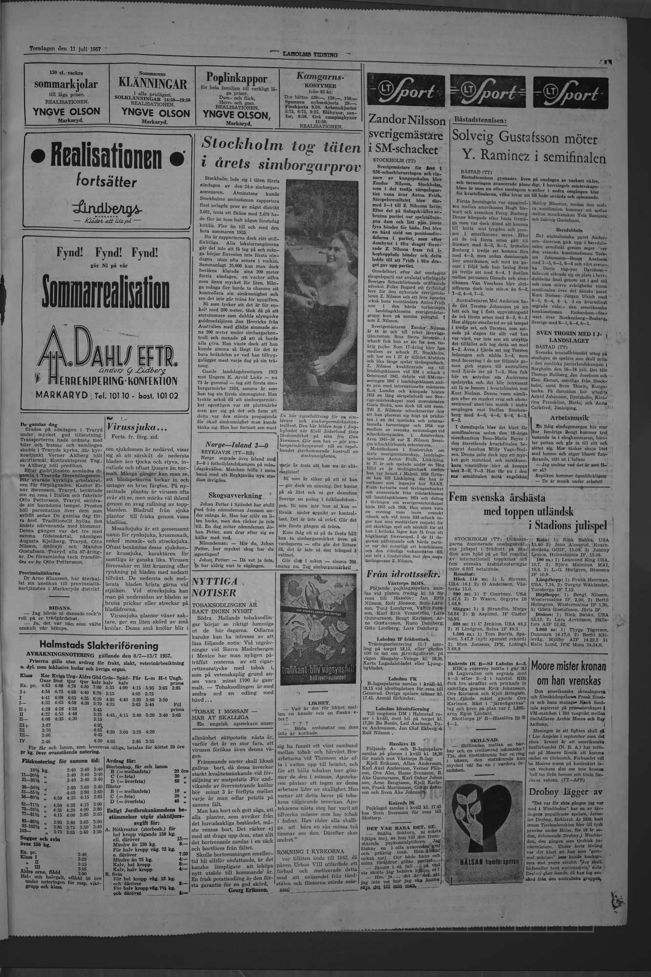 Laholms Tidning Torsdag 11 juli 1957, sida 5