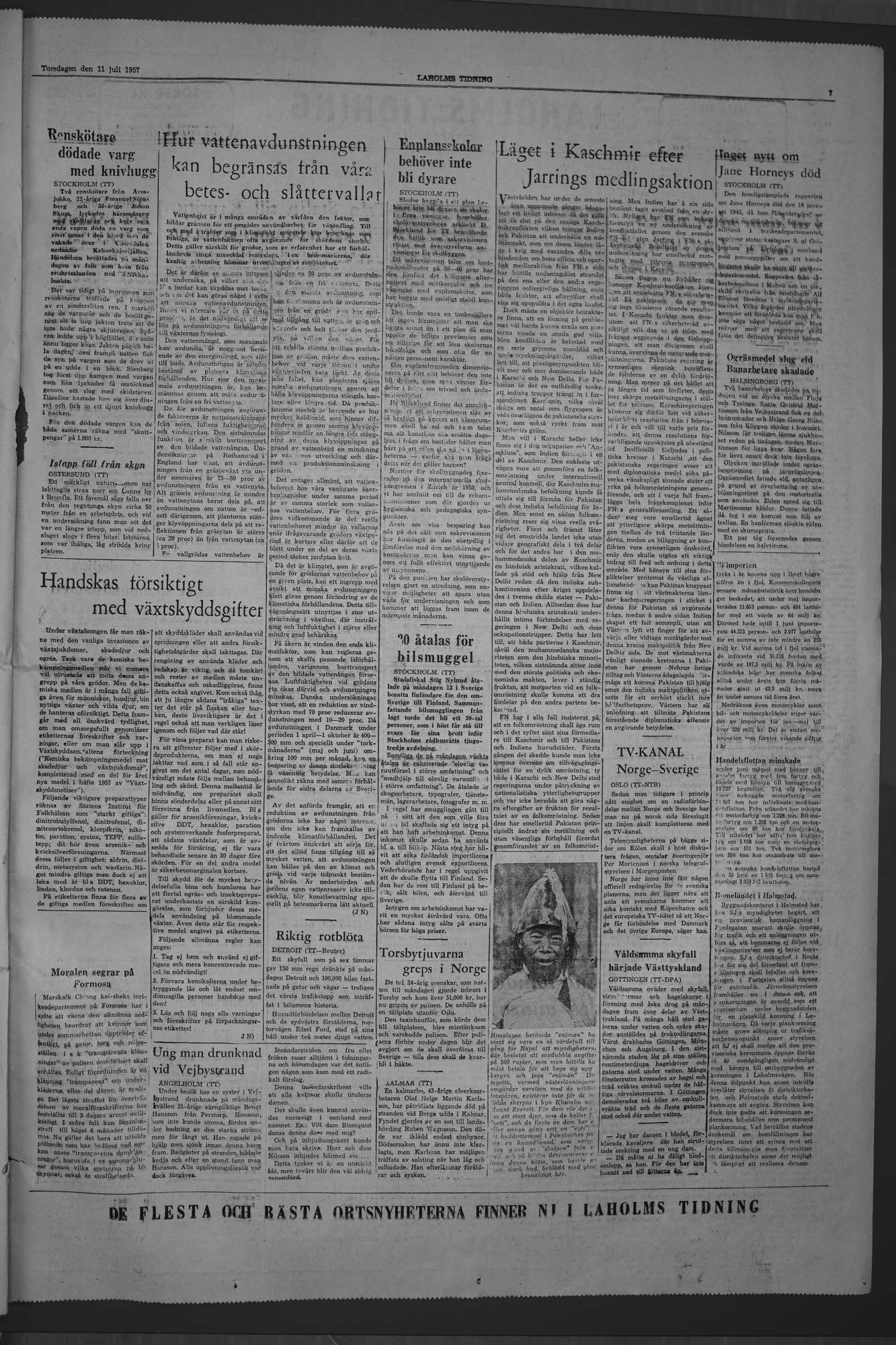 Laholms Tidning Torsdag 11 juli 1957, sida 7