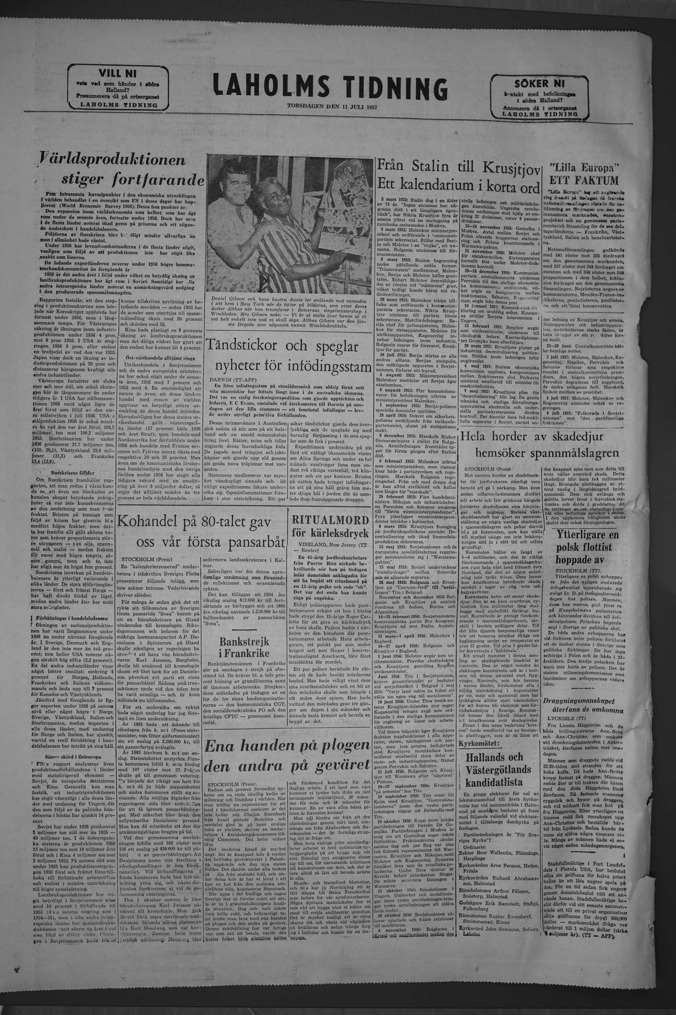 Laholms Tidning Torsdag 11 juli 1957, sida 8