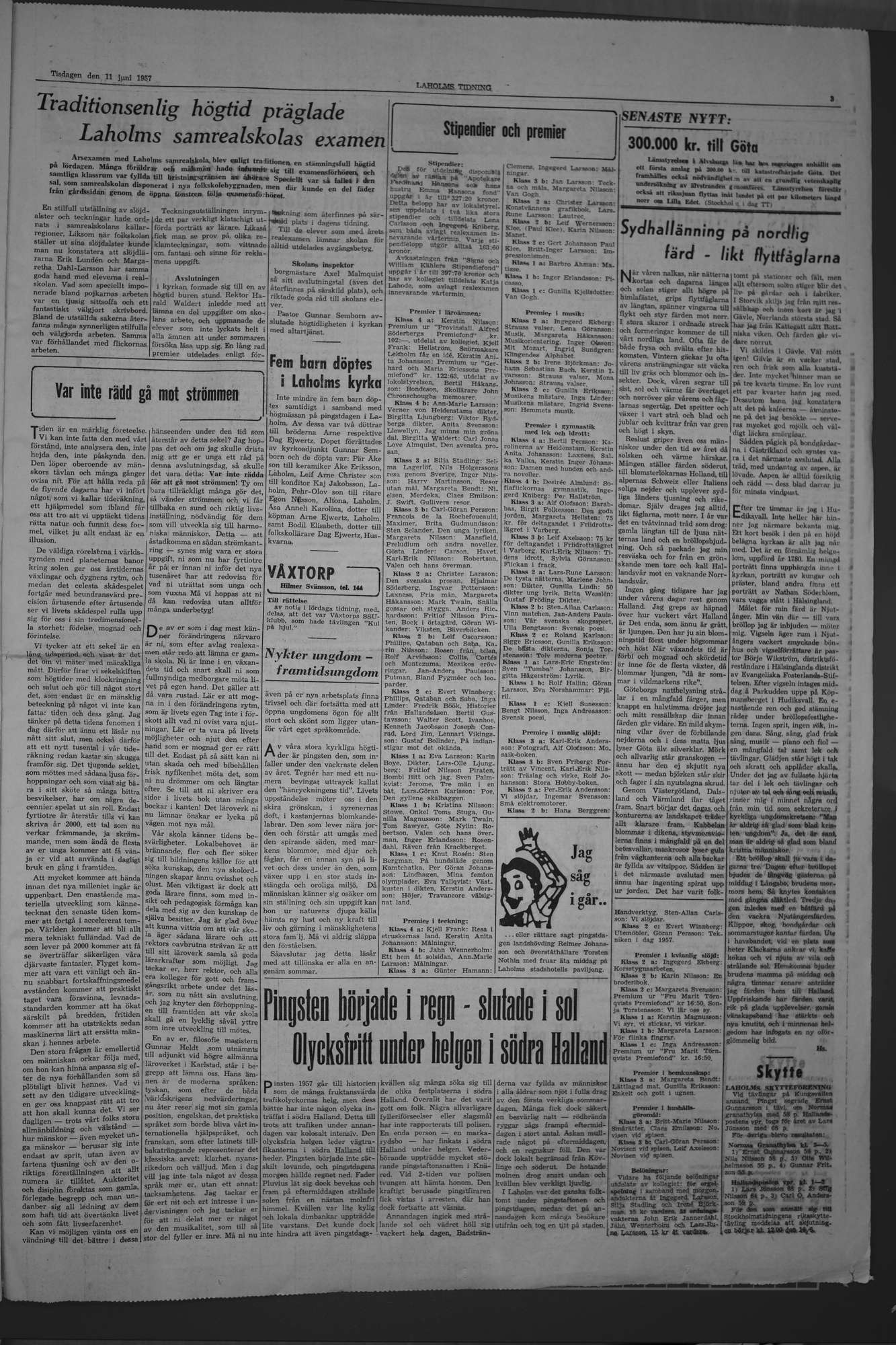 Laholms Tidning Tisdag 11 juni 1957, sida 3