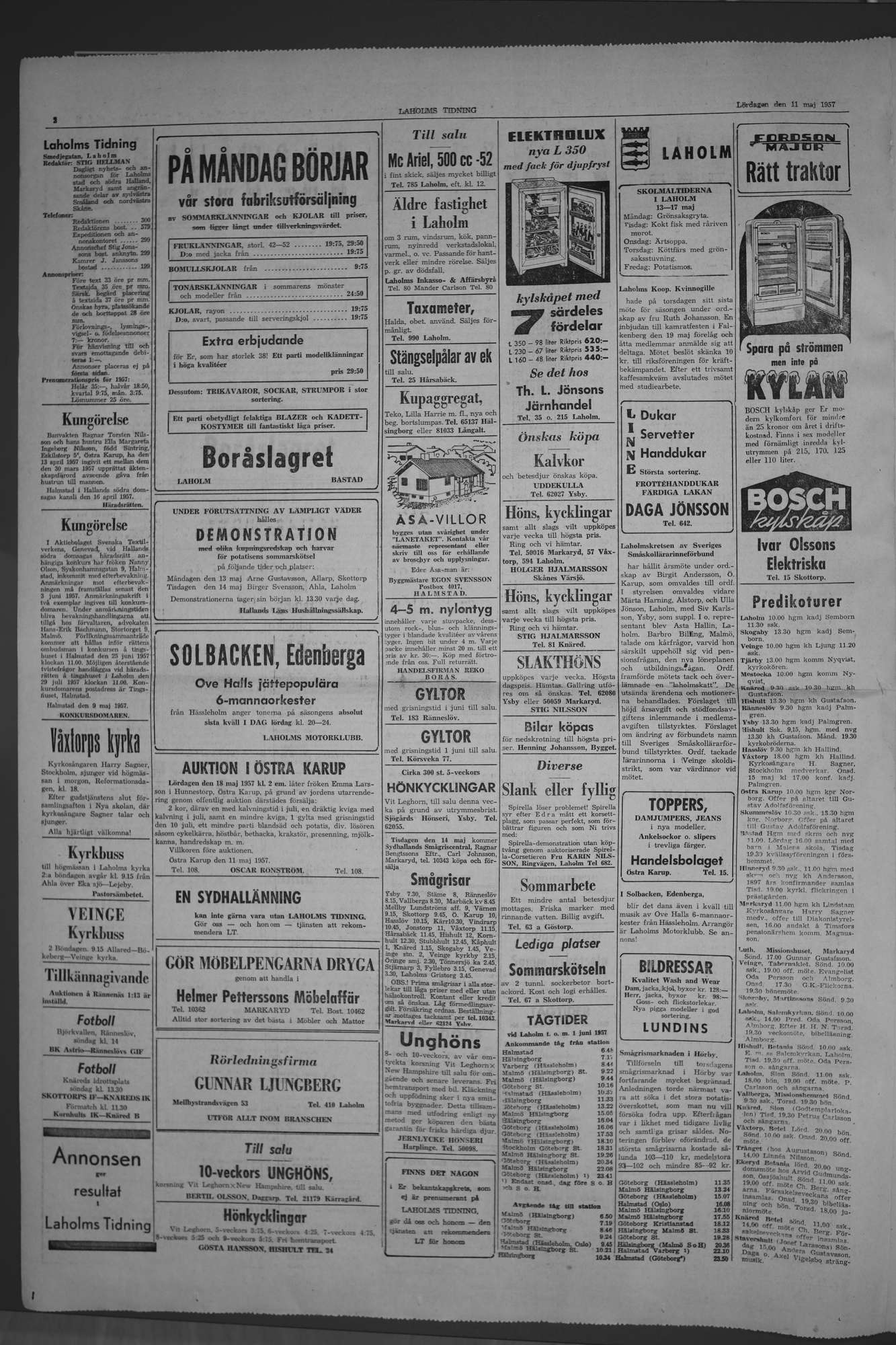 Laholms Tidning Lördag 11 maj 1957, sida 2
