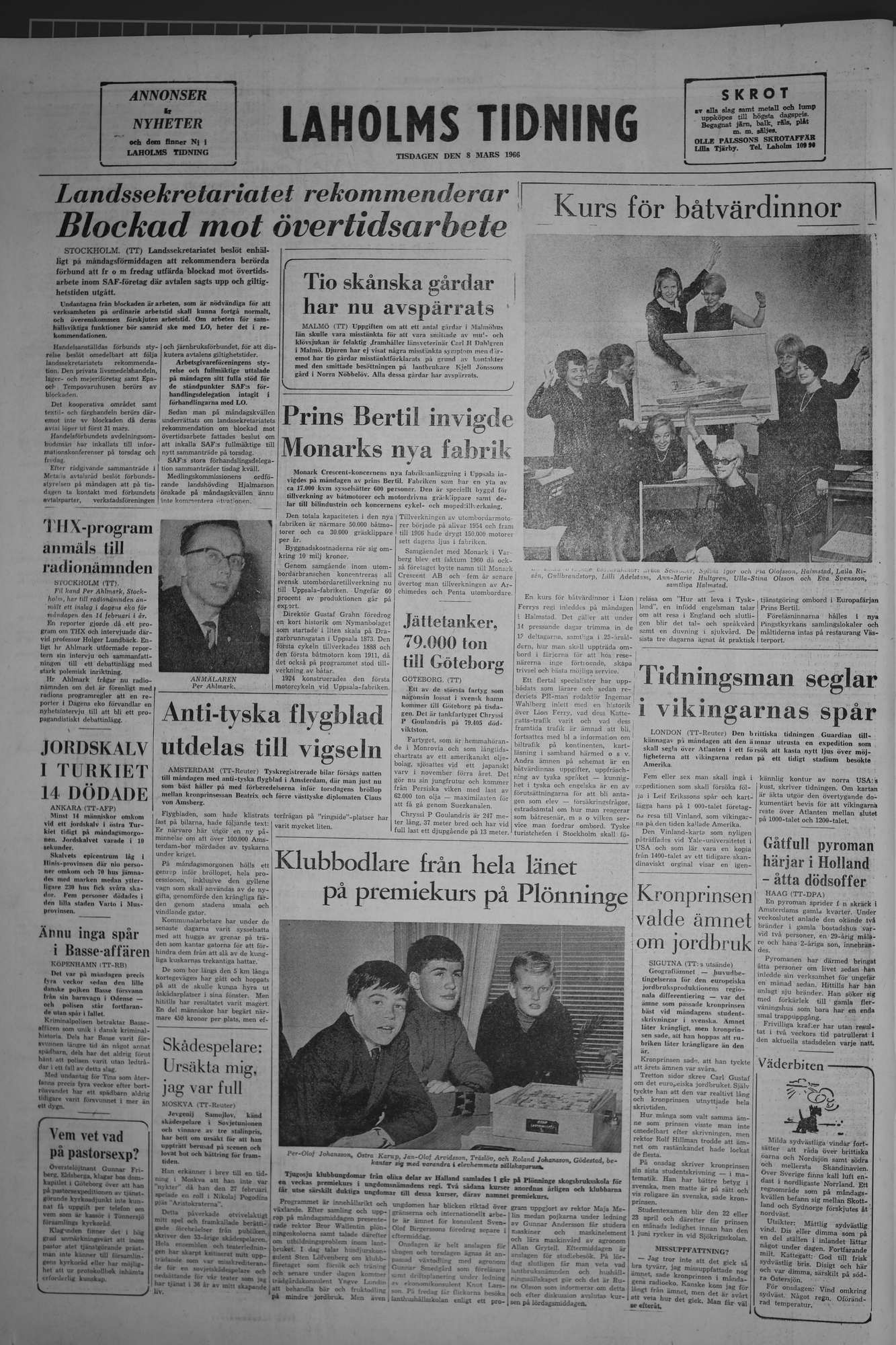 Laholms Tidning Tisdag 8 mars 1966, sida 8