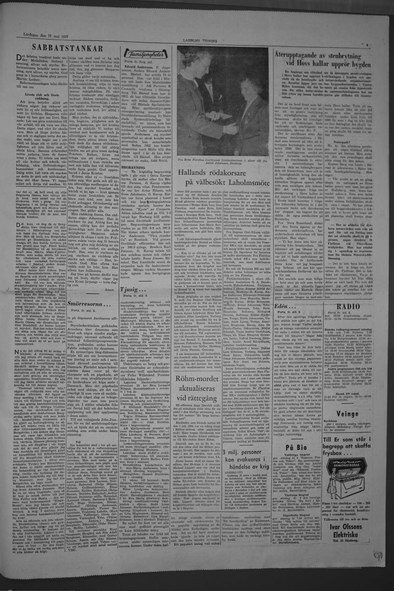 Laholms Tidning Lördag 11 maj 1957, sida 5