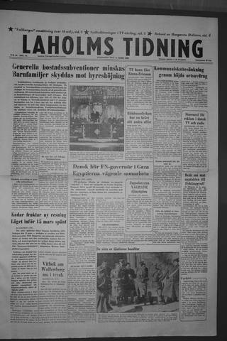Förstasidan, Måndag 11 mars 1957