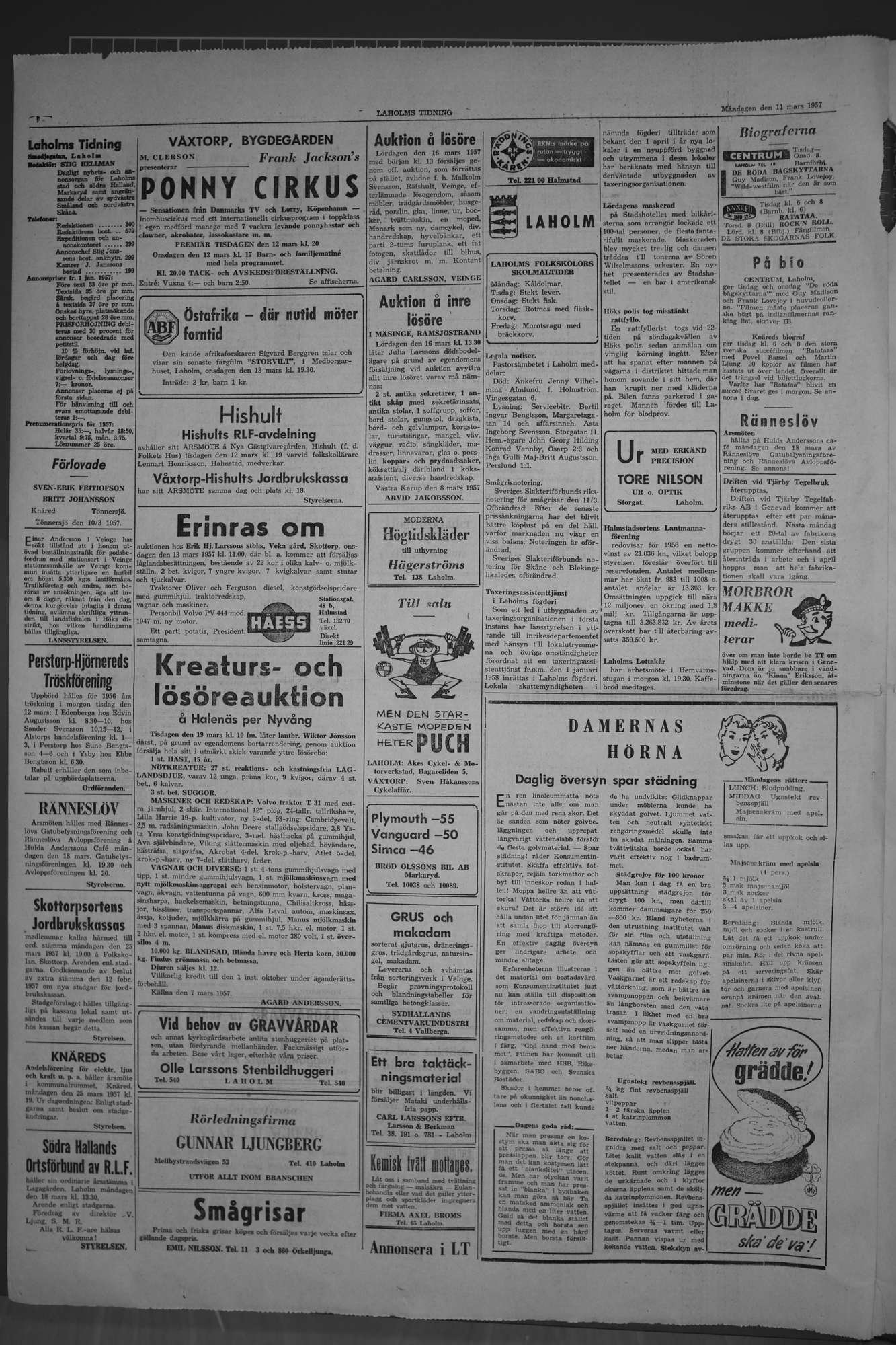 Laholms Tidning Måndag 11 mars 1957, sida 2