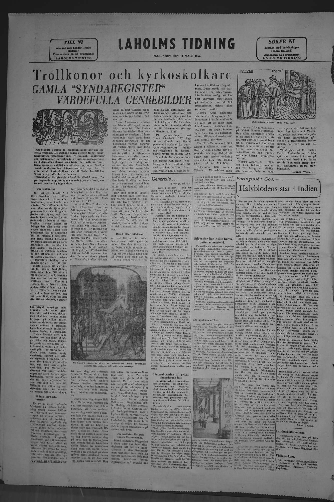 Laholms Tidning Måndag 11 mars 1957, sida 8