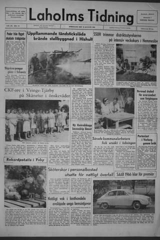 Förstasidan, Torsdag 19 augusti 1965