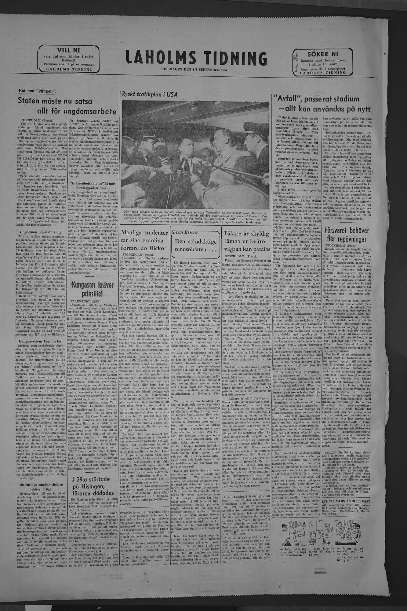 Laholms Tidning Onsdag 11 september 1957, sida 8