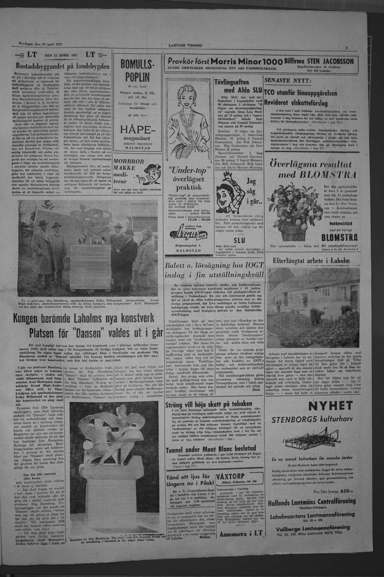 Laholms Tidning Fredag 12 april 1957, sida 3