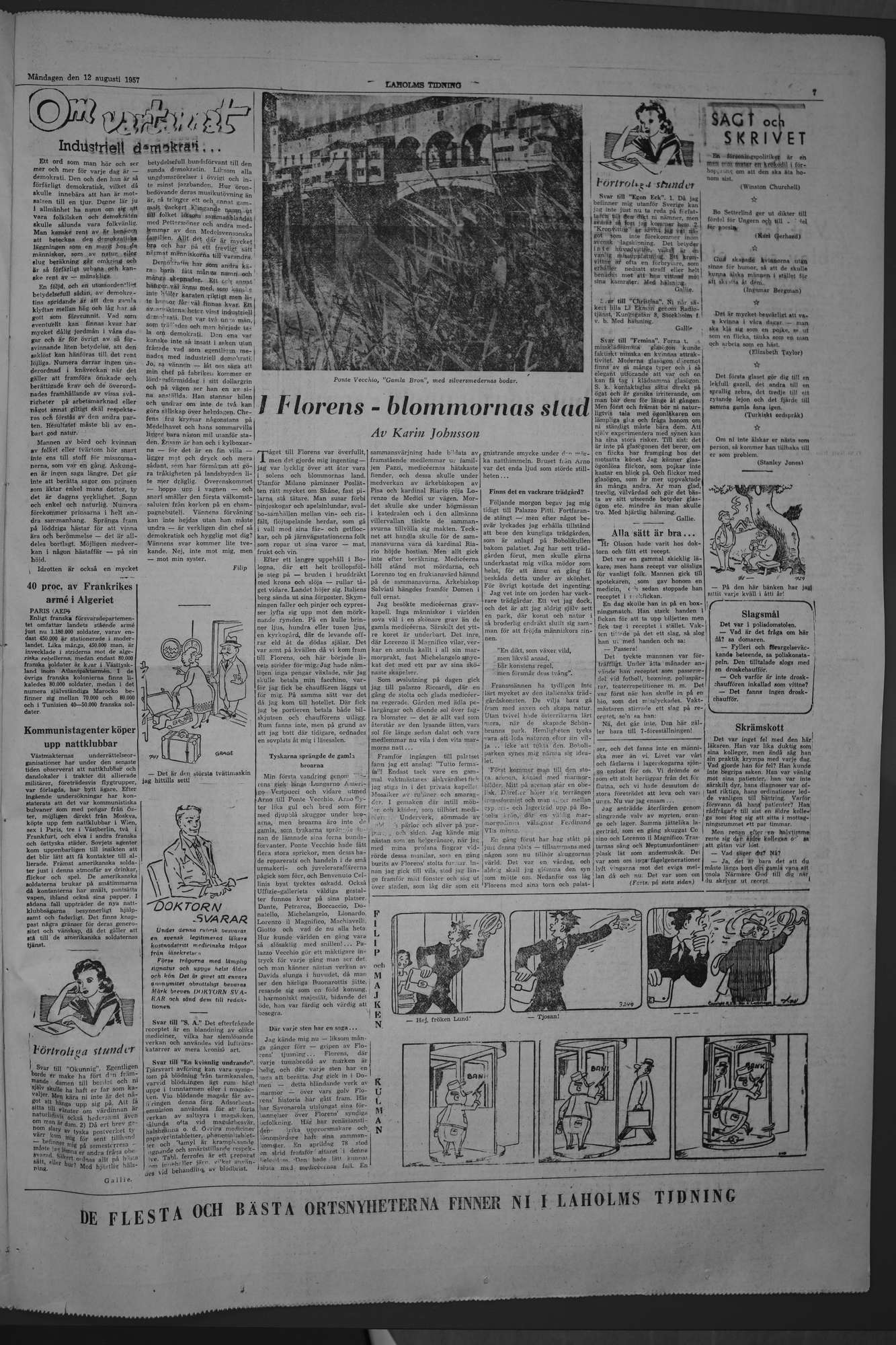 Laholms Tidning Måndag 12 augusti 1957, sida 7