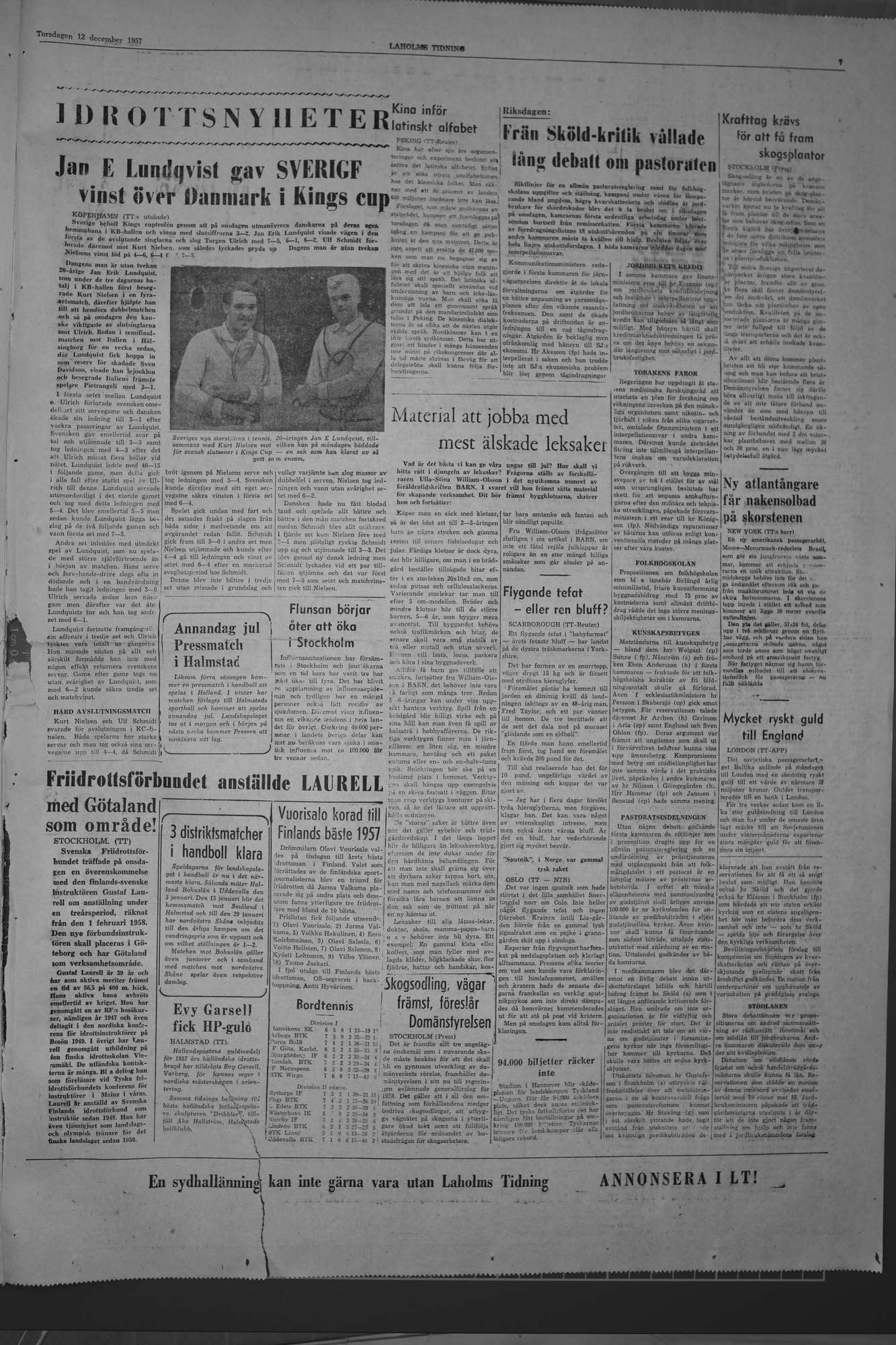 Laholms Tidning Torsdag 12 december 1957, sida 7