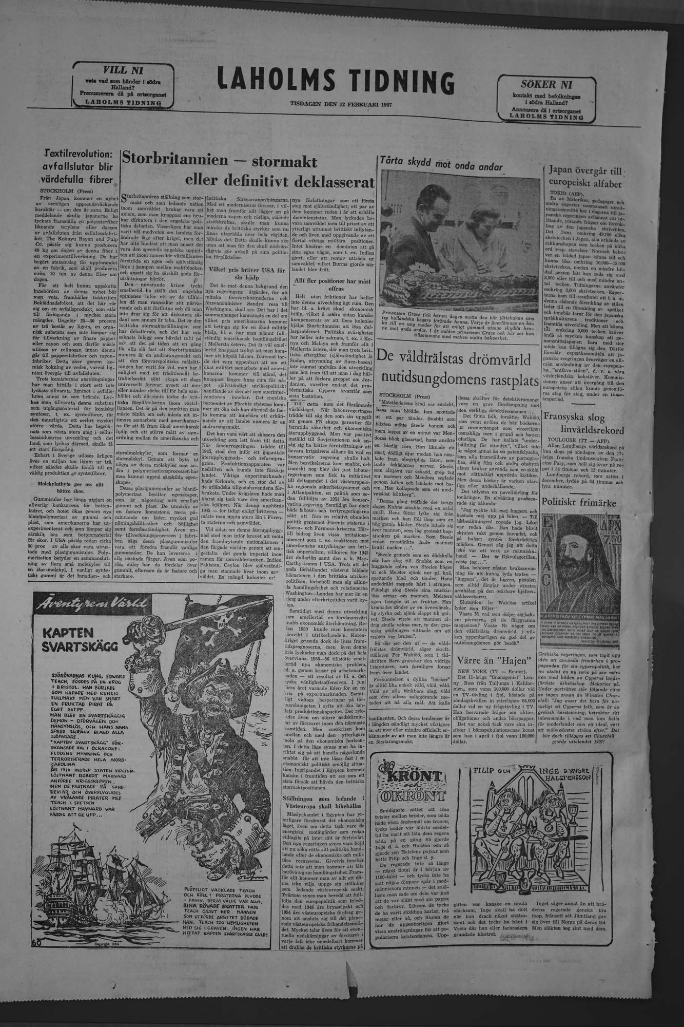 Laholms Tidning Tisdag 12 februari 1957, sida 8