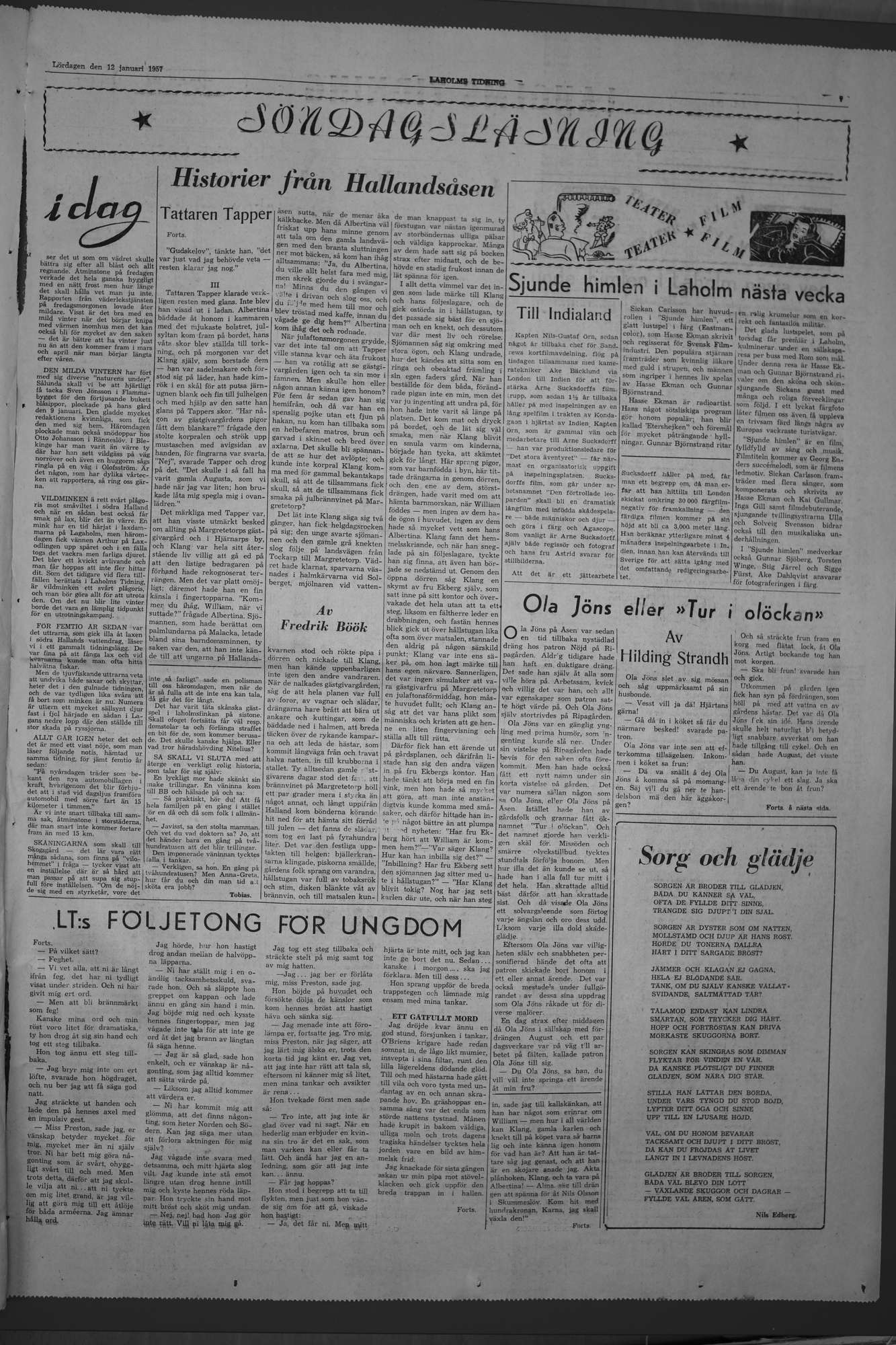 Laholms Tidning Lördag 12 januari 1957, sida 7