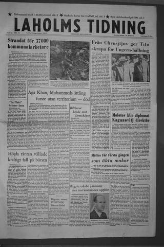 Förstasidan, Fredag 12 juli 1957