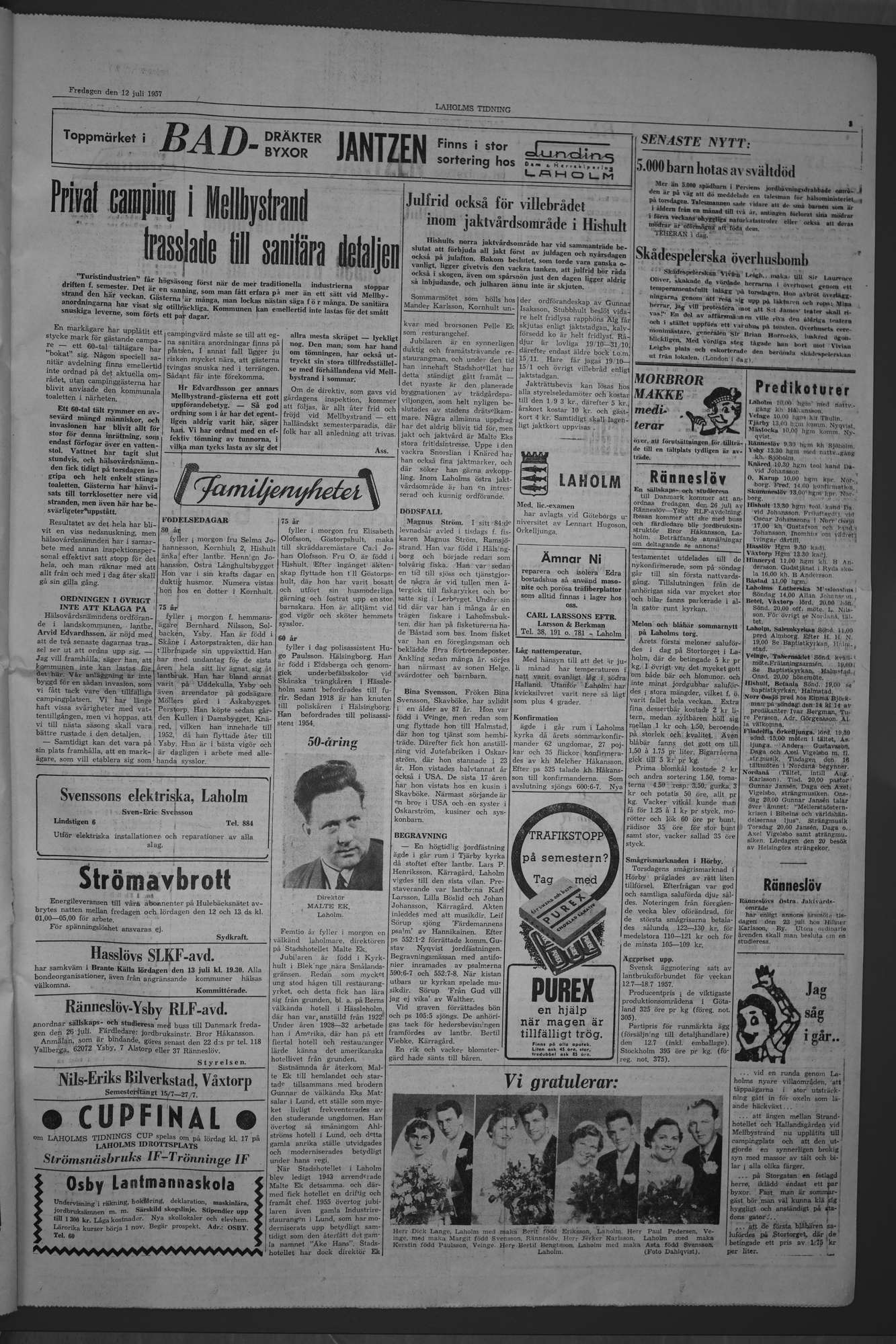 Laholms Tidning Fredag 12 juli 1957, sida 3