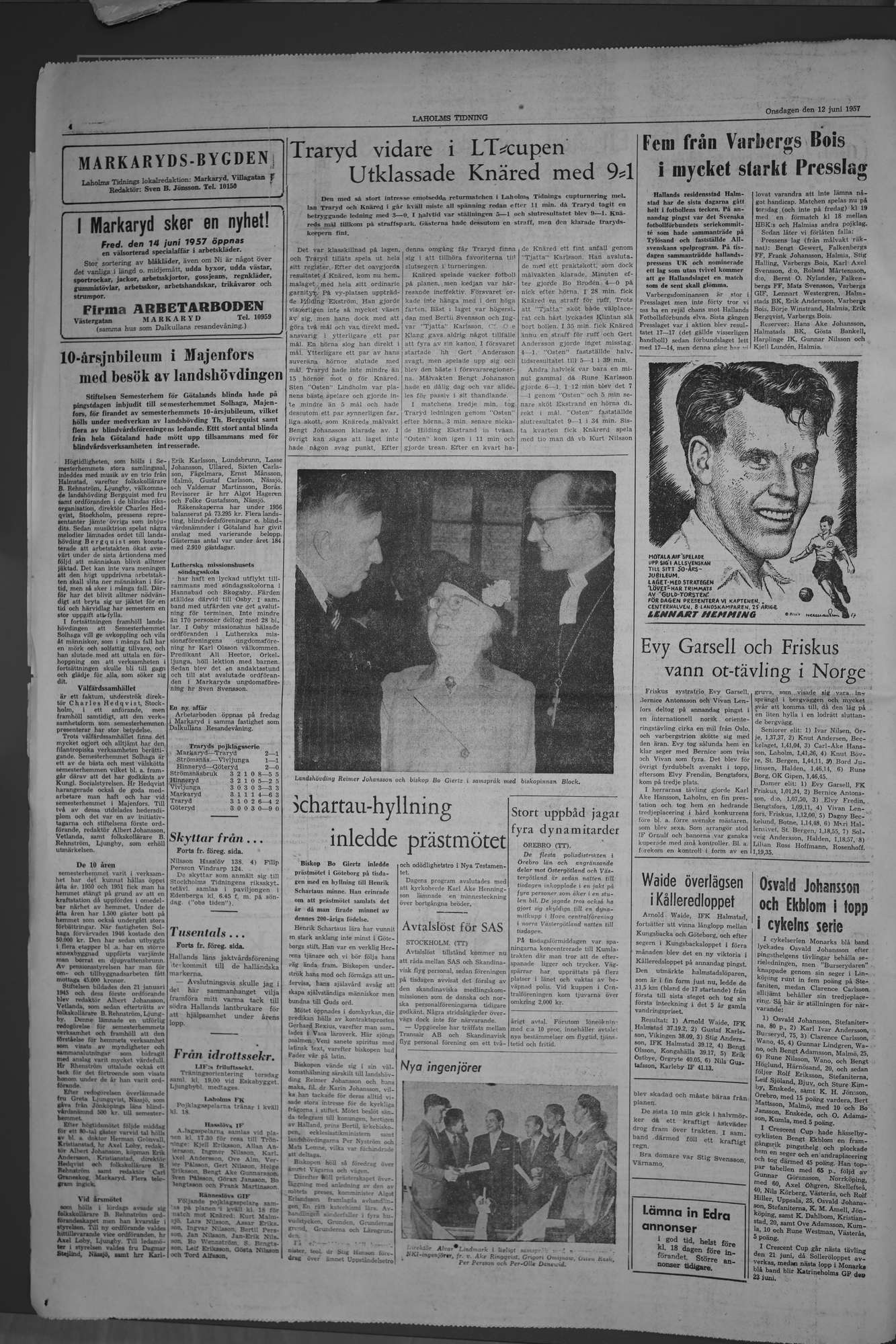 Laholms Tidning Onsdag 12 juni 1957, sida 4