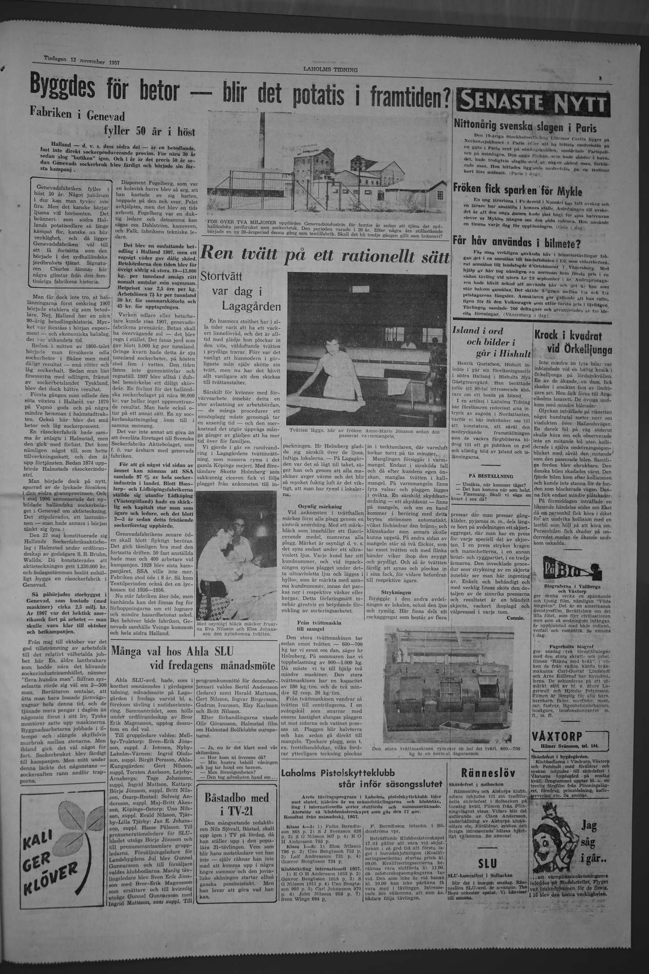 Laholms Tidning Tisdag 12 november 1957, sida 3