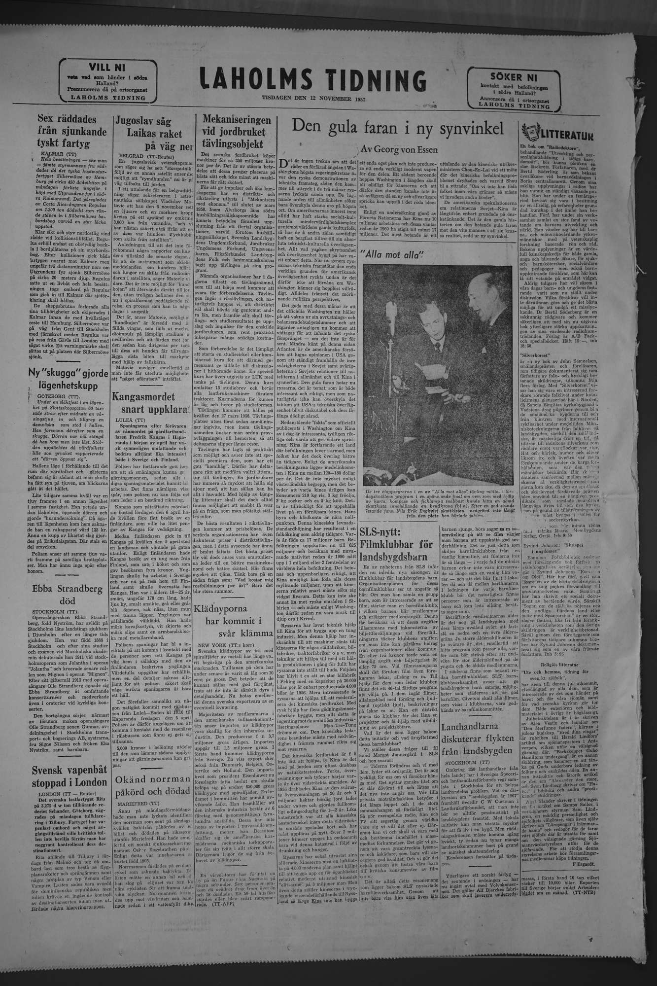 Laholms Tidning Tisdag 12 november 1957, sida 8