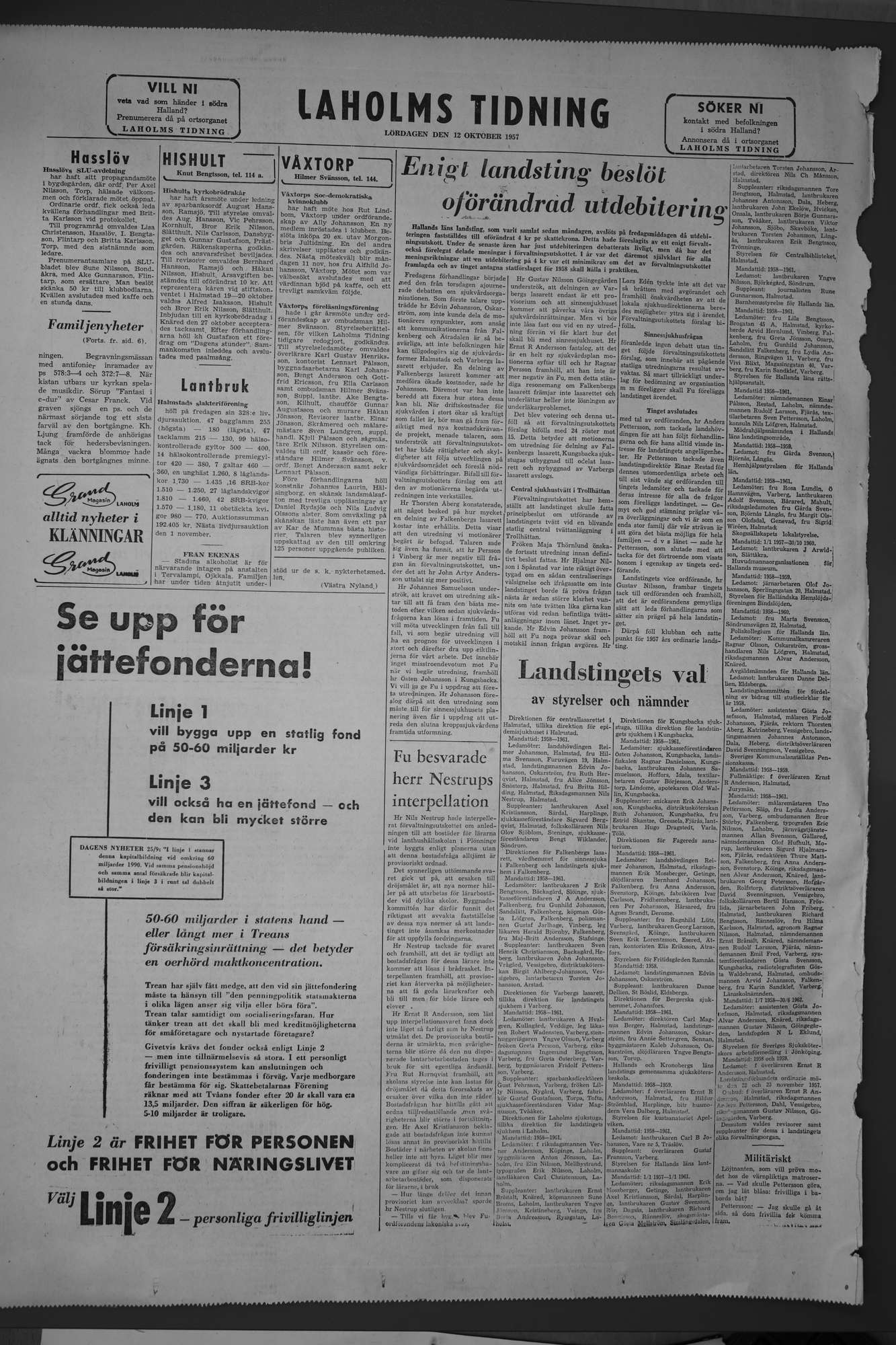 Laholms Tidning Lördag 12 oktober 1957, sida 8